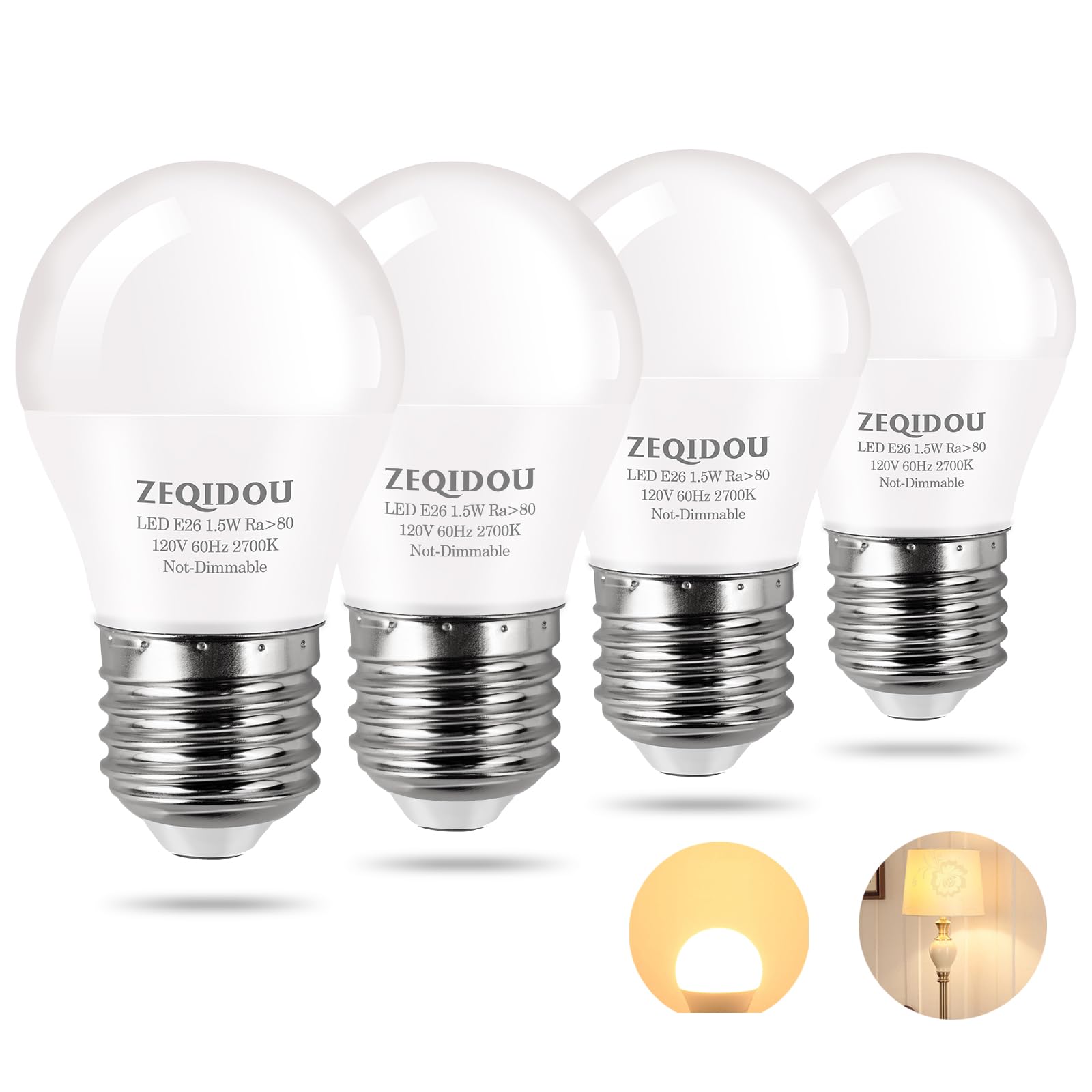 Zeqidou Low Watt Led Light Bulbs 1.5W Equivalent 10W 15W 20W Light Bulb, A15 Led 15 Watt Light Bulbs Soft White 2700K Low Wattag