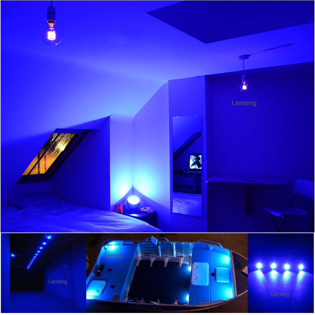 LEMENG MR16 LED Light Bulbs, 6W 50W Equivalent, Blue, 12V Bi-pin GU5.3, Pack of 6 for Outdoor Landscape Lighting