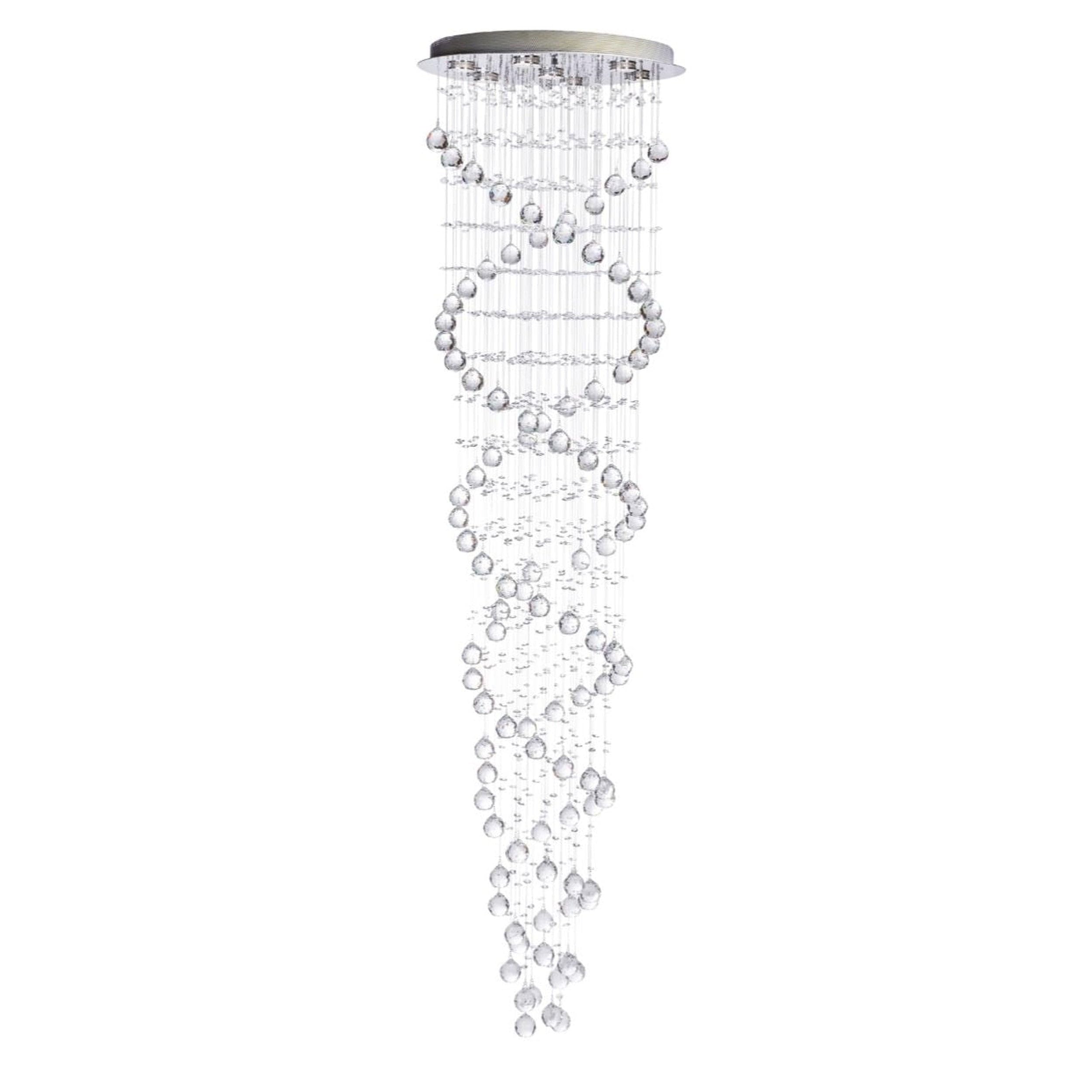 Finesse Decor Crystal Chandelier, 7 Light Modern Spiral, 73in Hanging Length, Clear, Model FN-1105, Aluminum and Crystal