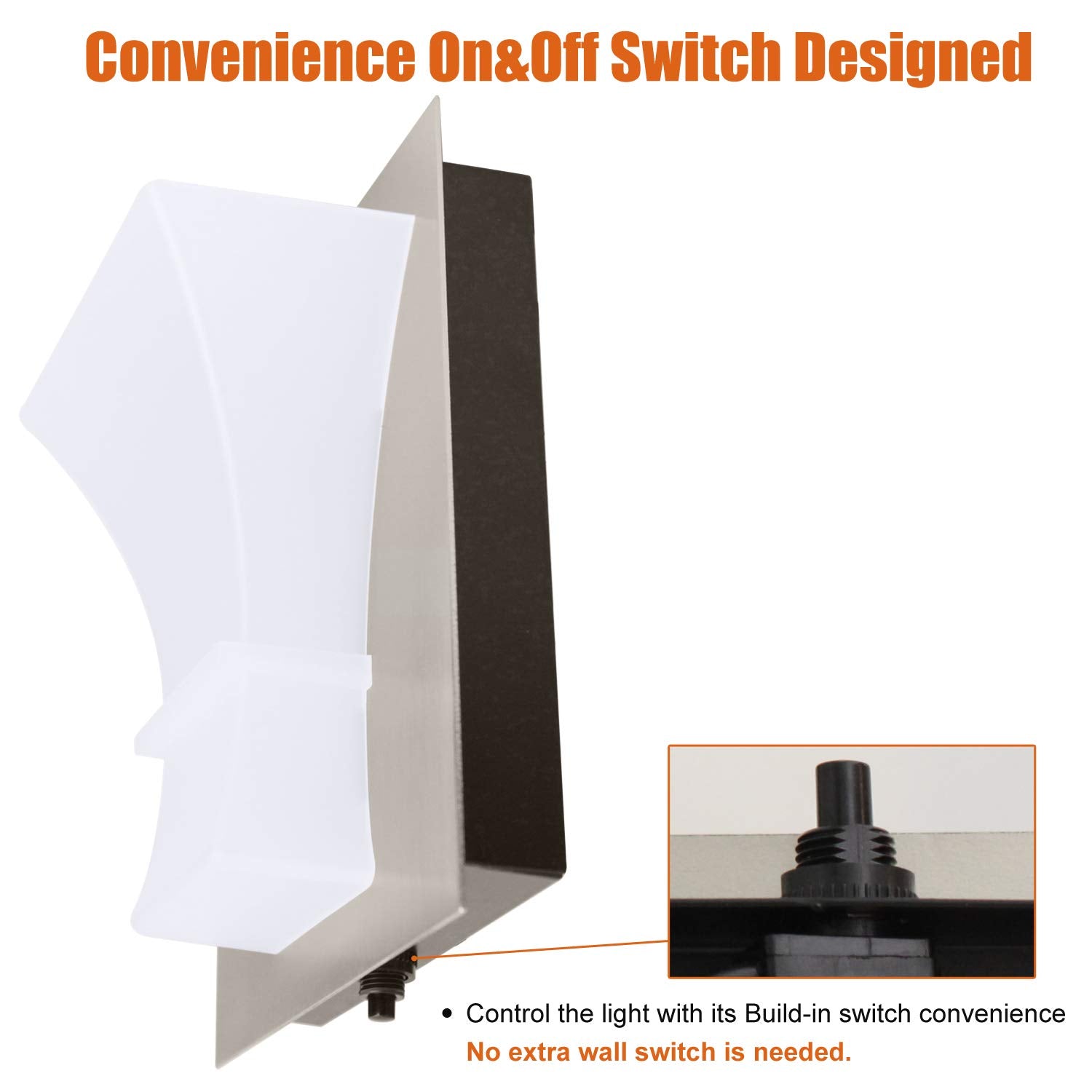 Facon LED RV Vanity Wall Sconce, 12V Reading Light, Aluminum Base, White, Standard Version with Switch, Model WALP-BN
