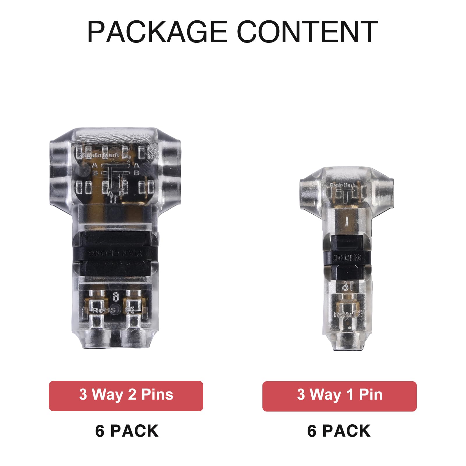 Brightfour T Tap Wire Connectors For 14-18 Awg Wires, No Wire Stripping 3 Way Wire Connectors Combo, Solderless Wire Splice Conn