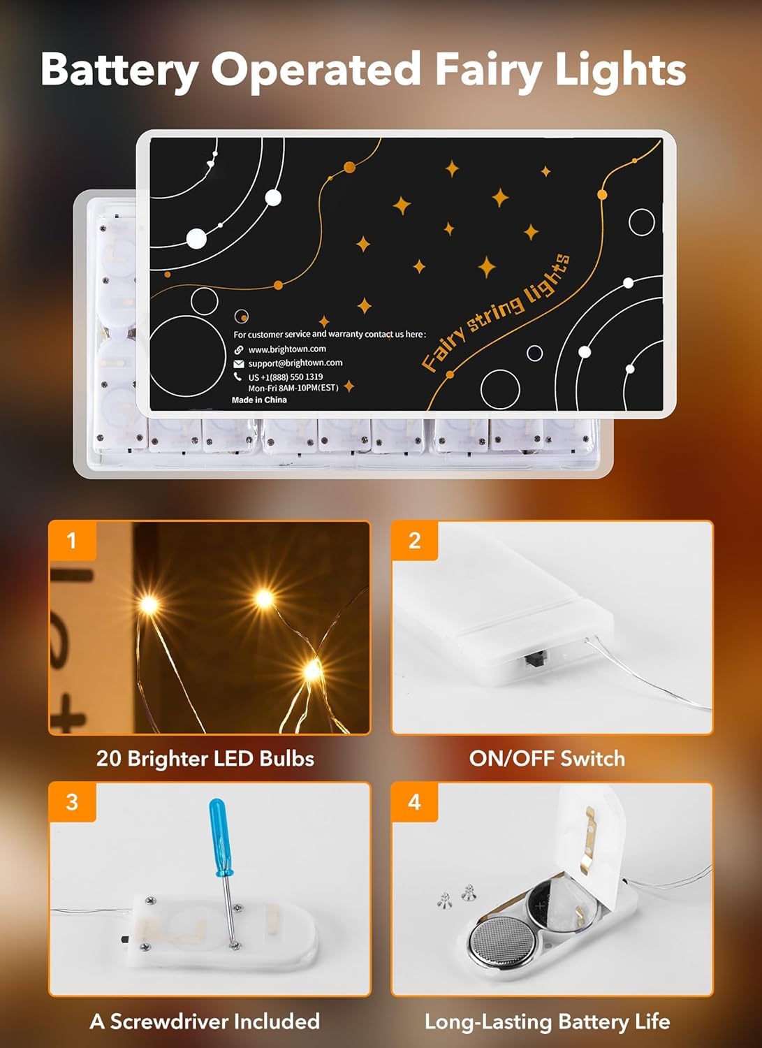 Brightown LED Fairy Lights 12 Pack - 7ft Warm White Copper String Lights, Waterproof for Crafts, Weddings, Parties, Christmas
