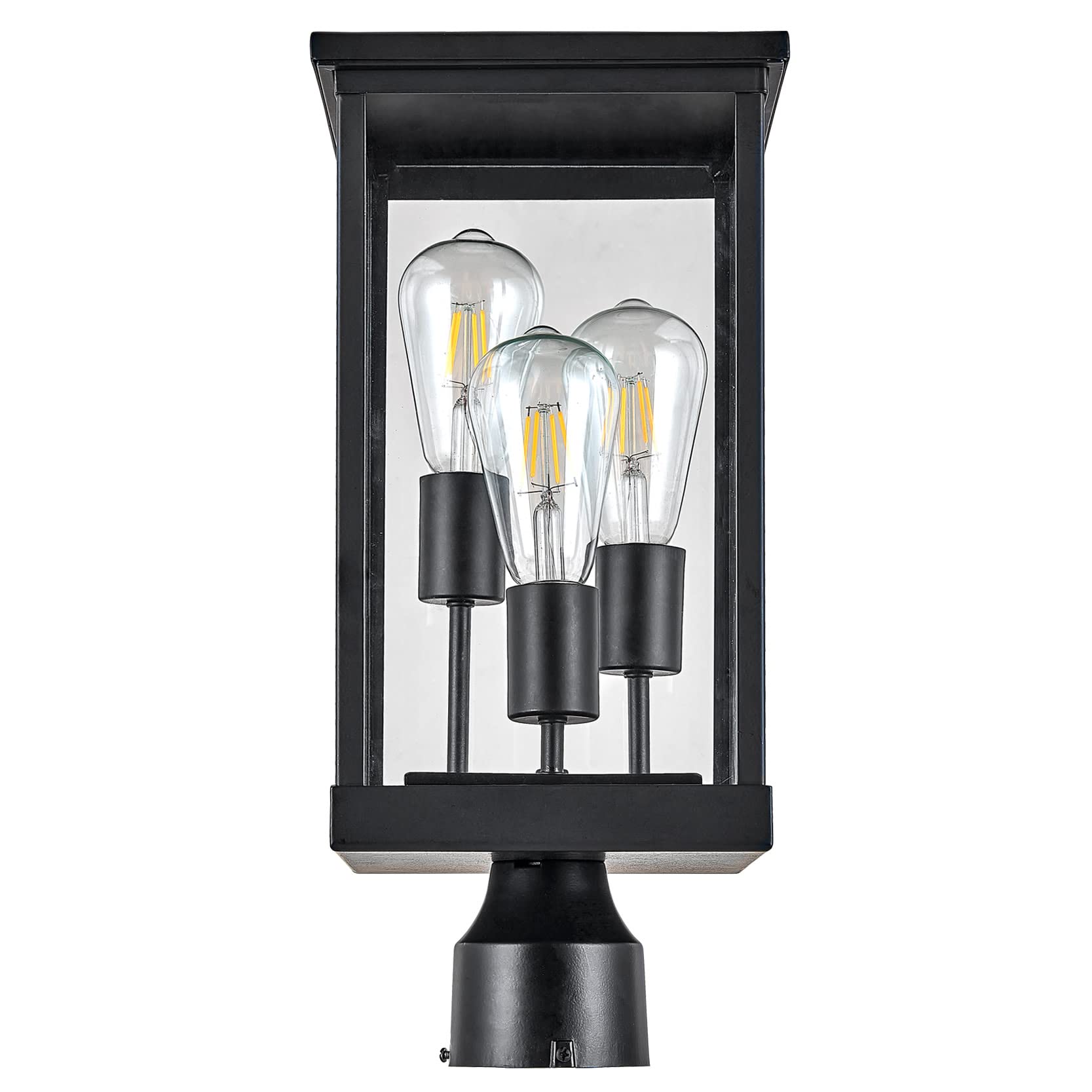 Design House Mayfield Outdoor Post Top Light With 3-Inch Pier Base Mount Fitter  Black  590299