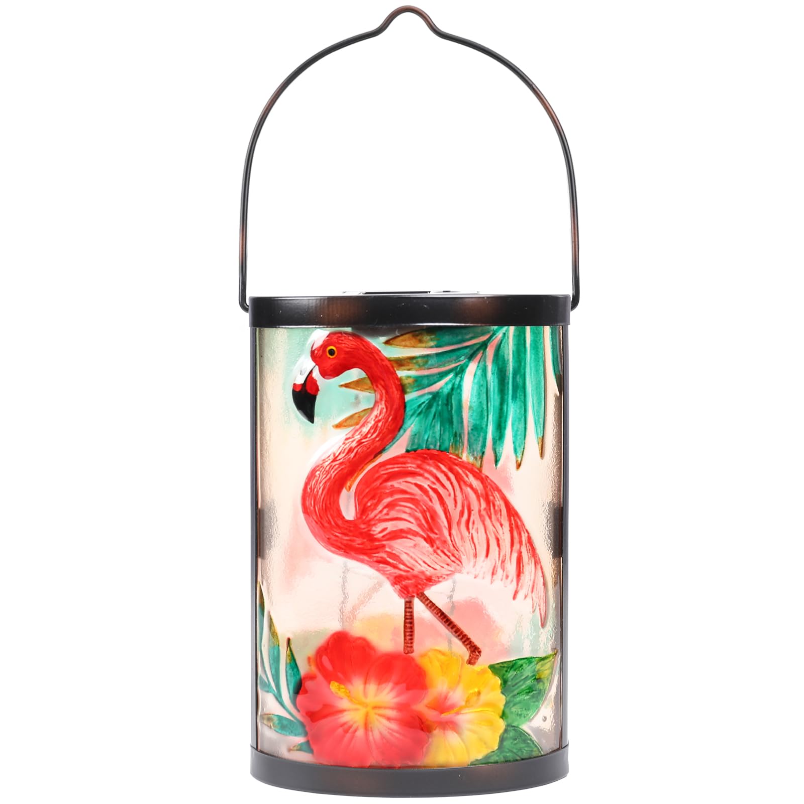 MUMTOP Hanging Solar Lantern - Waterproof Glass Lamp for Outdoor Patio, Pink, Model 5840A