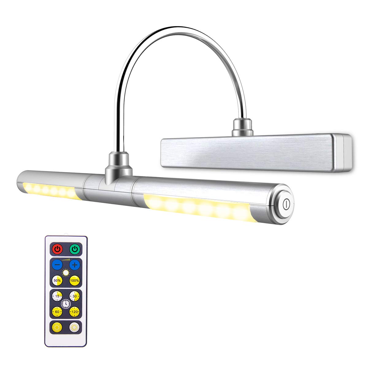 Luxsway Wireless Picture Light Battery Operated, Remote Control Painting Light With Rotatable Light Tube, Dimmable And Timer Off