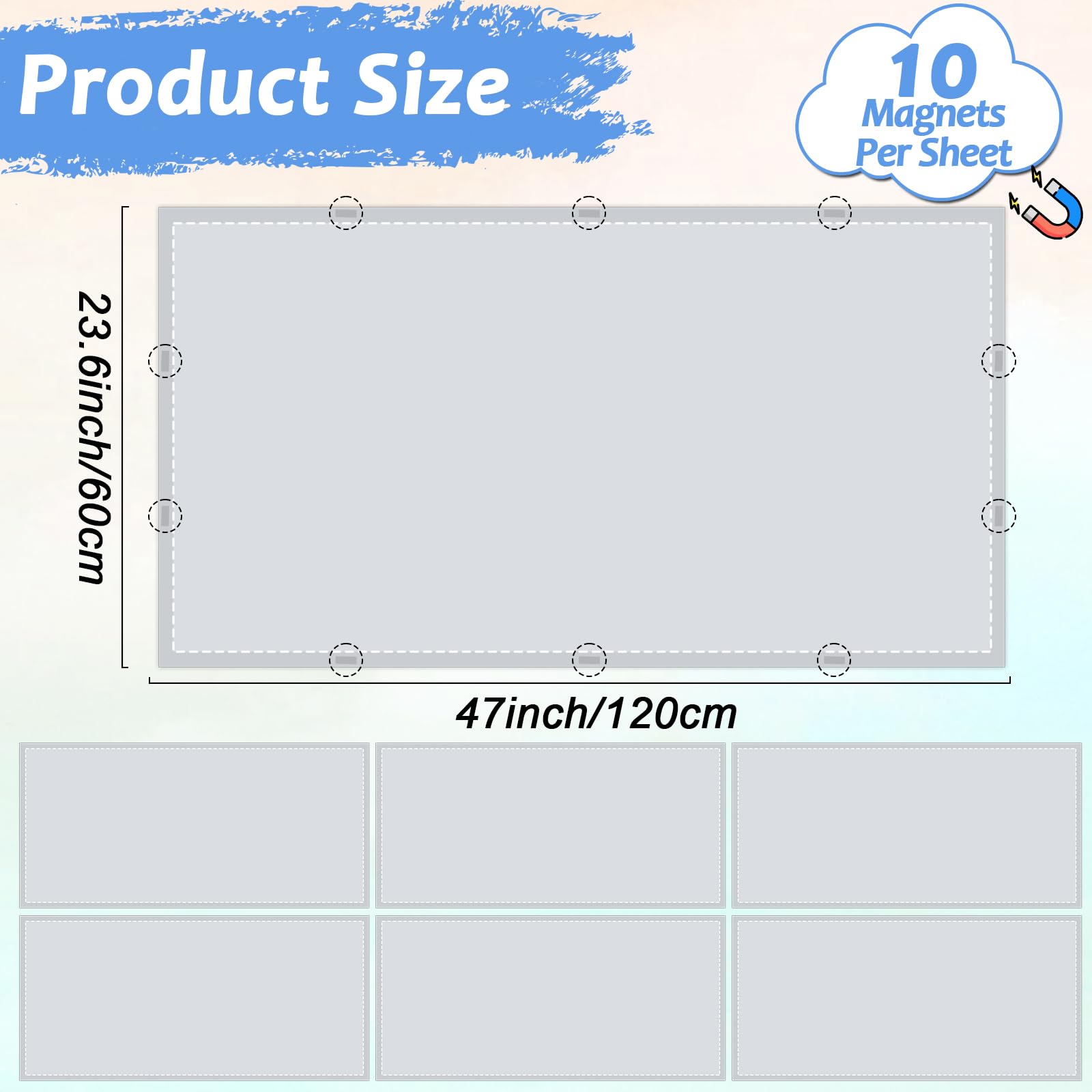 Wiooffen Fluorescent Light Covers 6 Pcs Magnetic Filter 4x2 Feet Gray Polyester Model YM0796