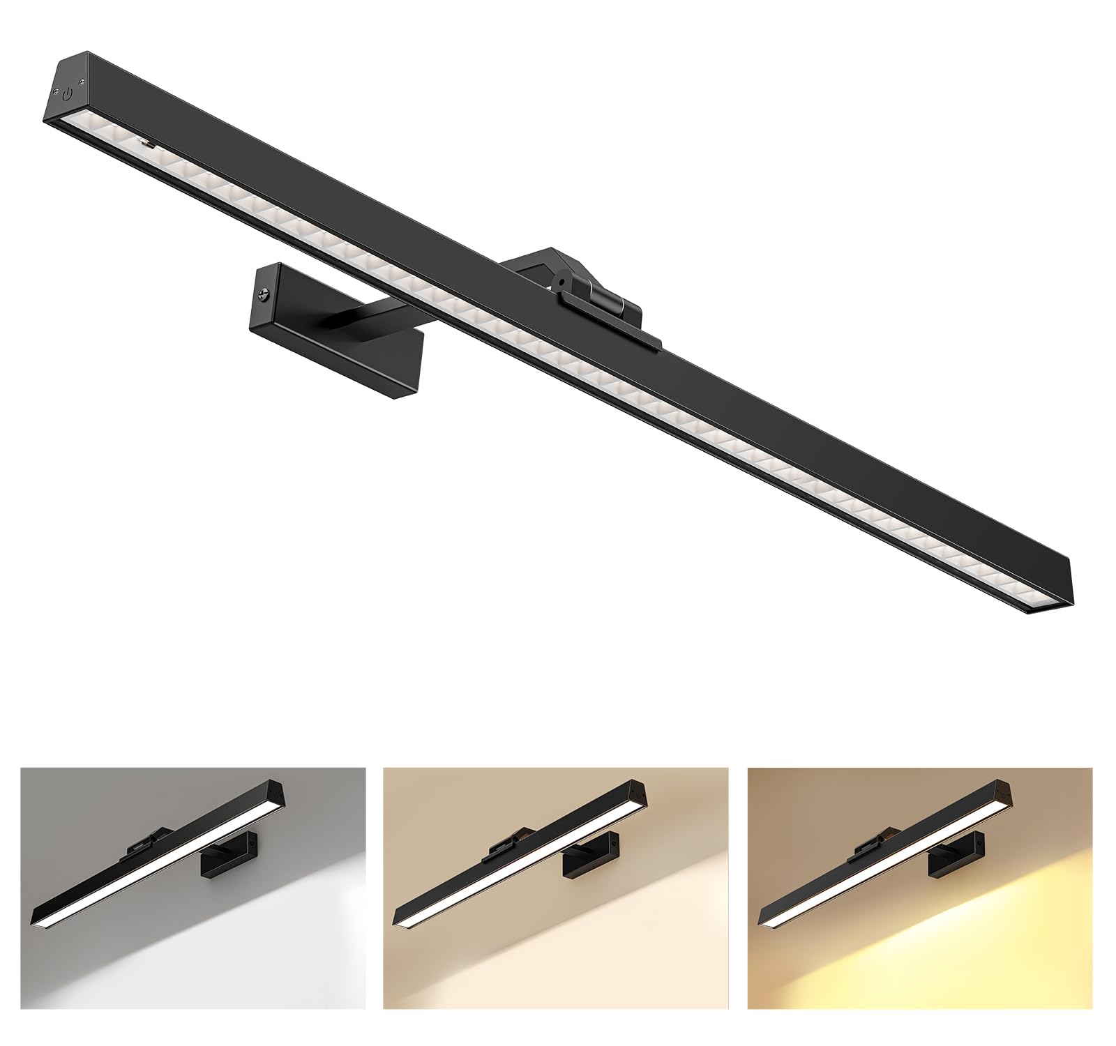 Afyuol Picture Lights for Wall, Battery Operated Picture Light 24in Gallery Light for Paintings CCT Dimmable Recharging Battery 