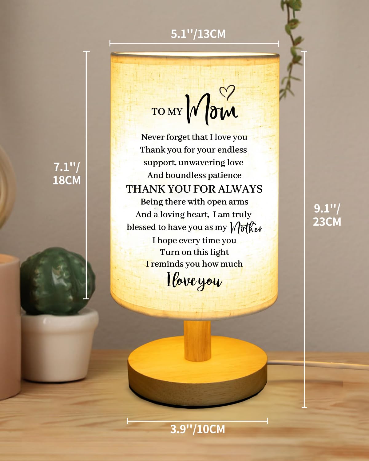 Birthday Gifts For Mom From Daughter Son, To My Mother Fabric Table Lamp, Mom Birthday Christmas Gifts From Kids, Bedside Table