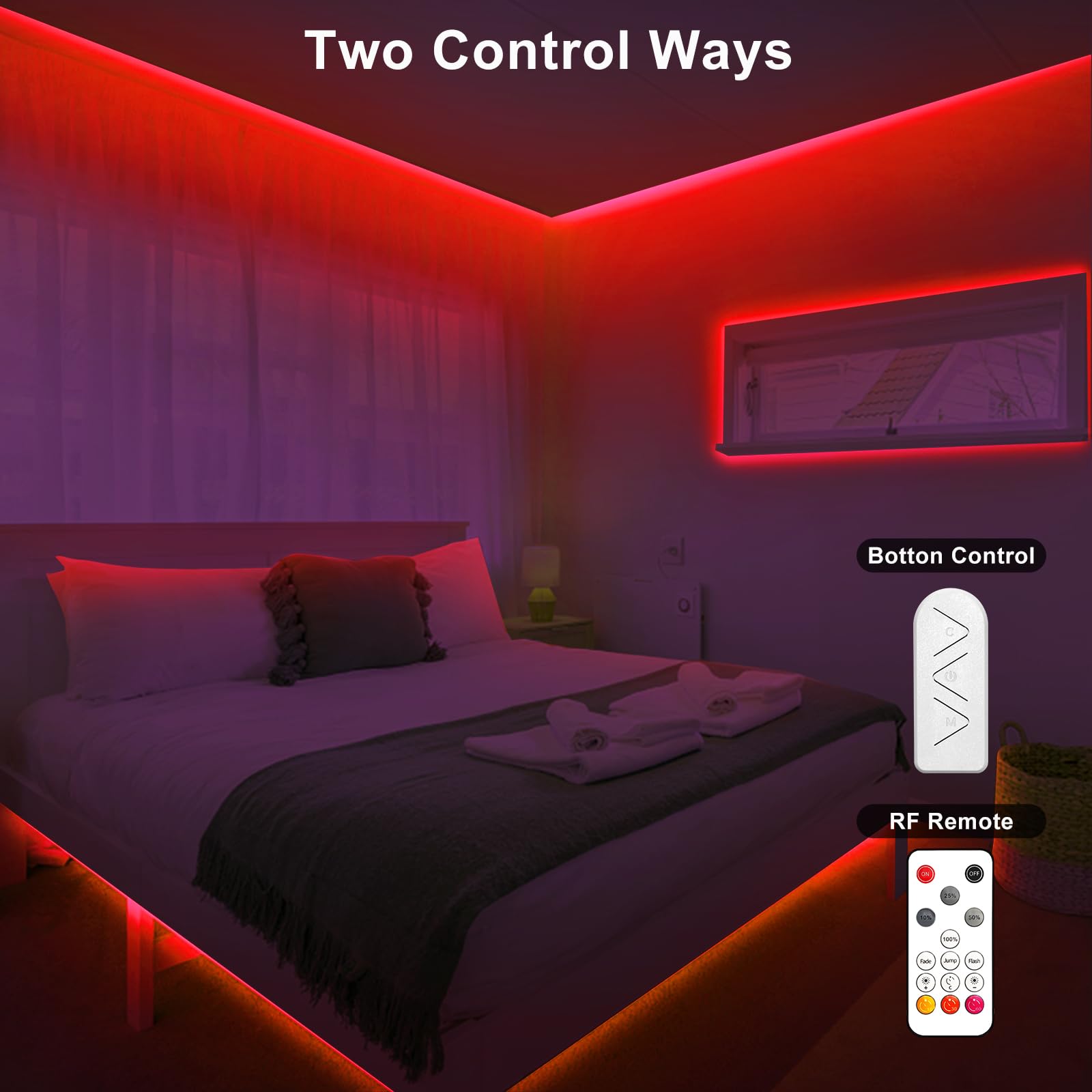 Tatazone 32.8Ft Red Cob Led Strip Lights With Rf Remote, Dimmable Bright Dotless Adhesive Indoor Led Cob Light Strip For Cabinet
