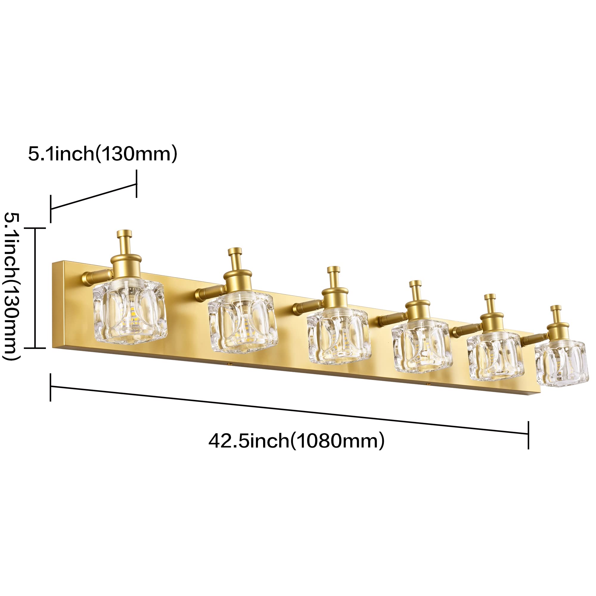 PRESDE 6 Light Bathroom Vanity Light Modern Gold Crystal Fixtures Over Mirror - Model f67bbdd5-3720-4351-9844-03f07d359eac