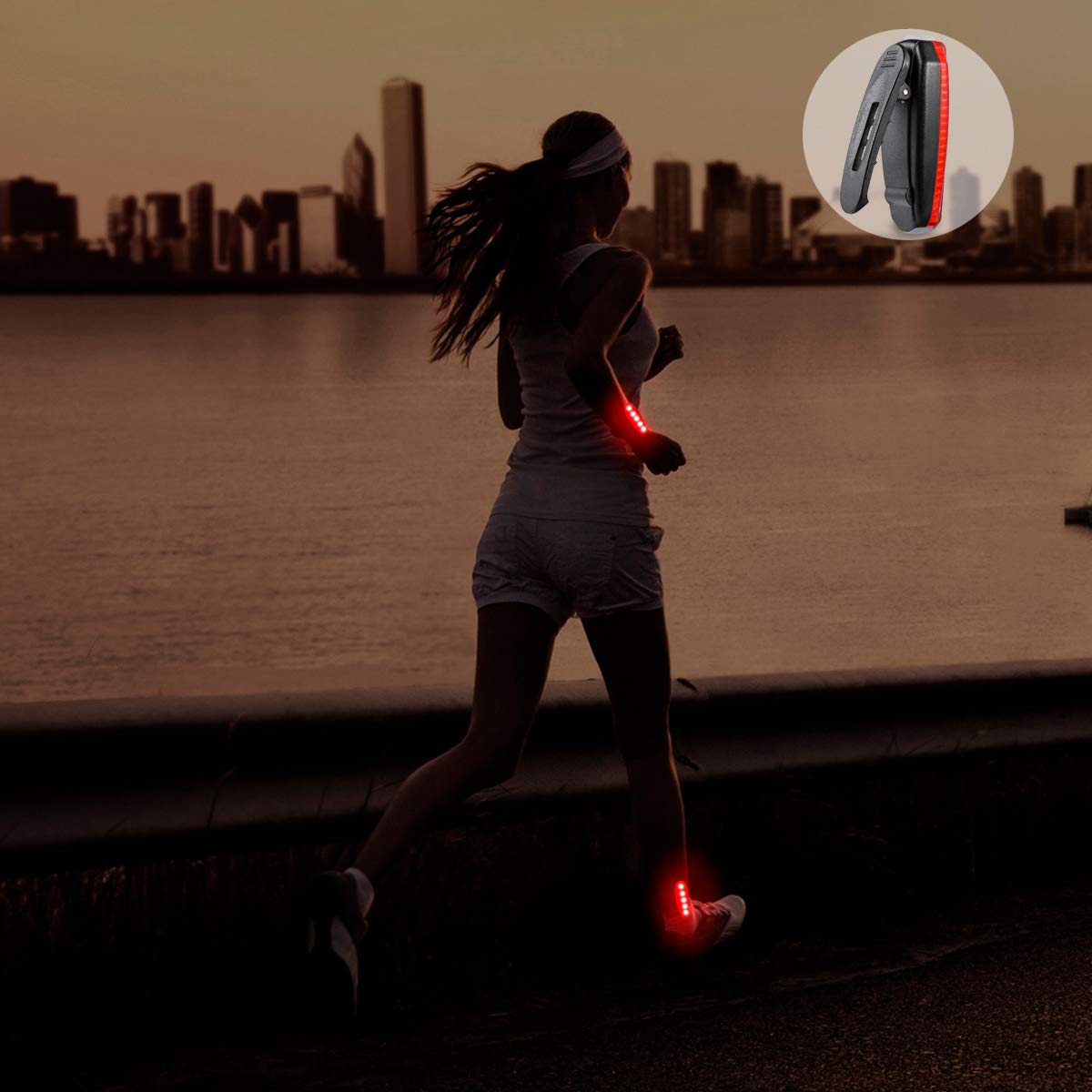 KEYWELL USB C Rechargeable LED Safety Lights - 2 Pack Strobe Clip-On for Runners & Dogs, High Visibility, Red, Model KT-BT04