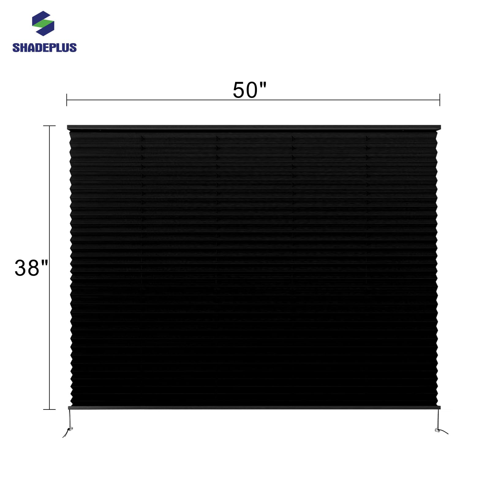 SHADEPLUS RV Blinds Pleated Shades 50in W x 38in H Black Polyester Blend Model NBZL-BLACK-50/38