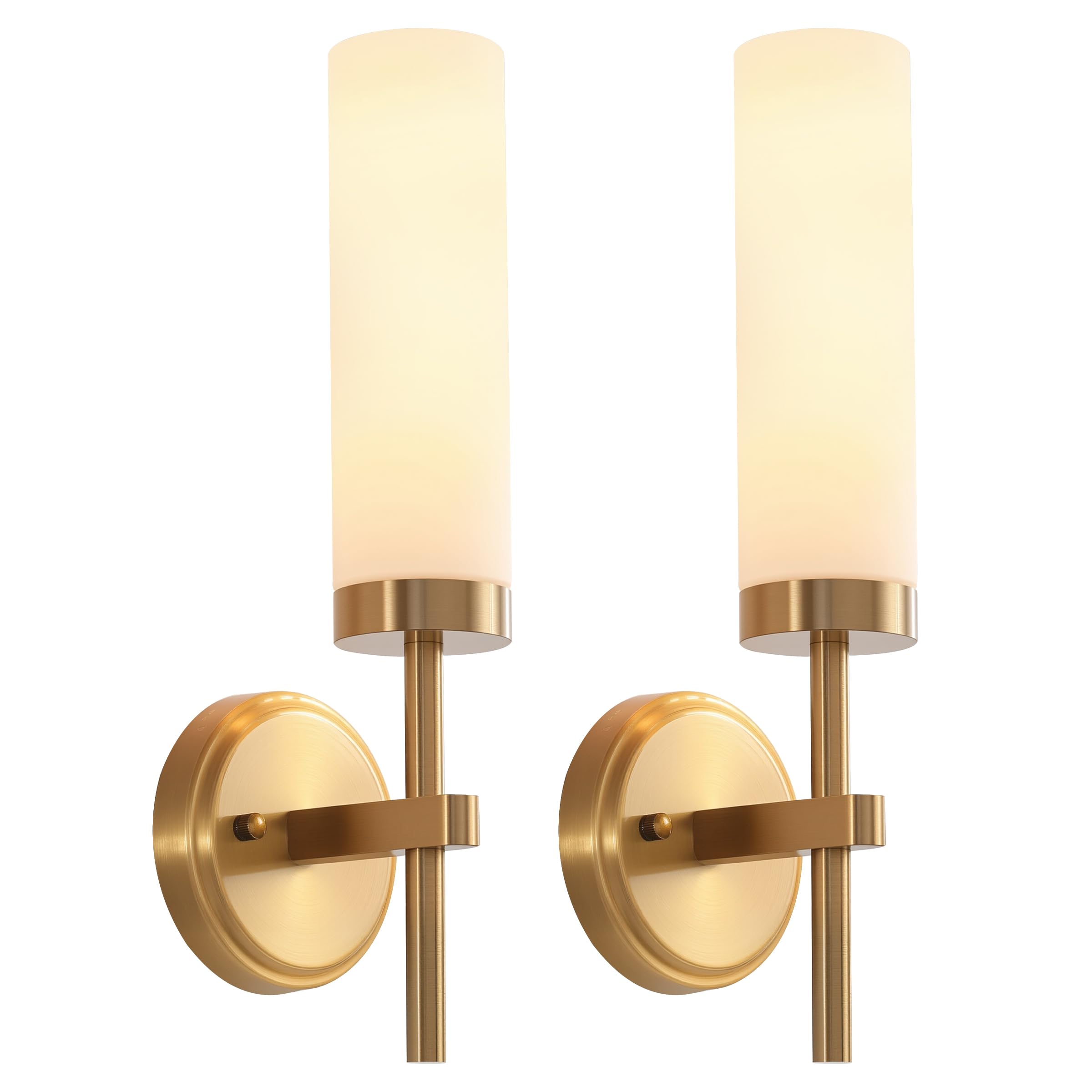Wall Sconces Set Of Two Brass Gold Bathroom Sconces Wall Lighting With White Glass  Modern Sconces Wall Decor Set Of 2 Wall Light Fixtures For Bathroom Mirror Living Room Hallway Bedroom Wall Lamp