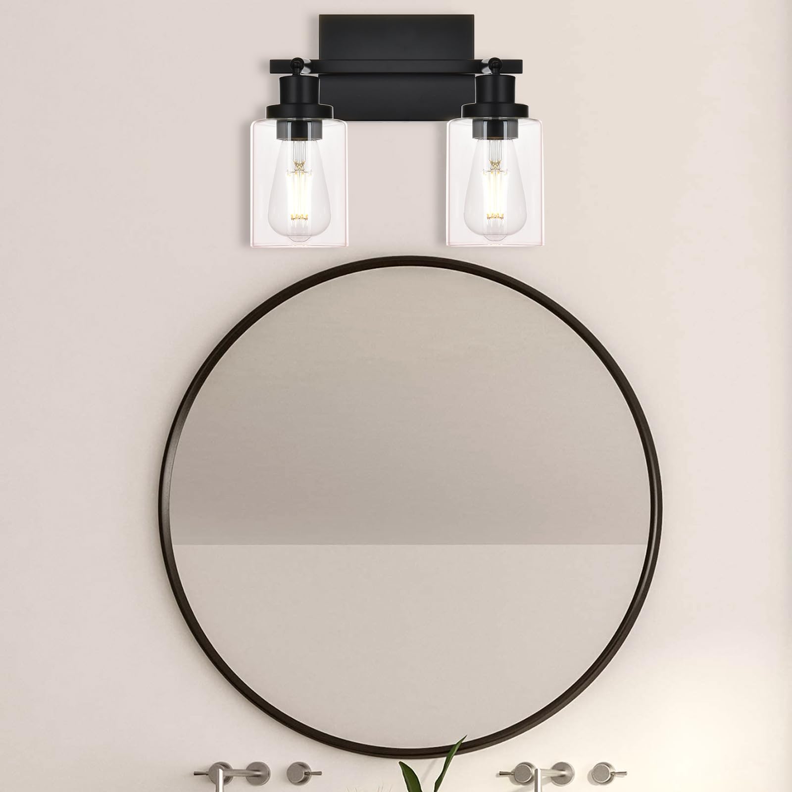 Wanluce 2-Light Track Lighting Kit Black Track Lighting Fixtures Bathroom Wall Sconces Ceiling Mount Kitchen Tracking Lights  Rotatable Spotlight With Clear Glass Shade For Kitchen Shop Hallway