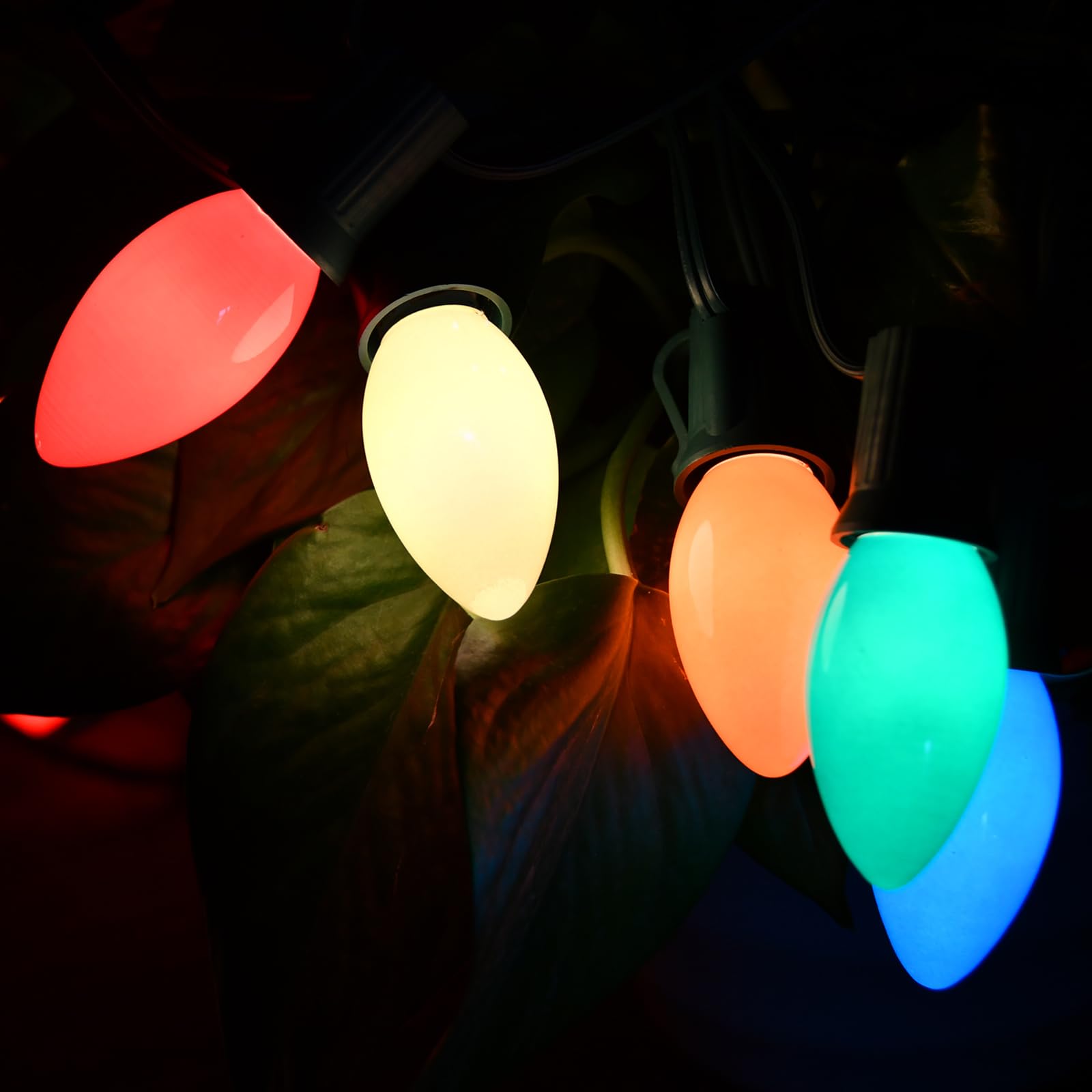 Sunsgne 25 Pack C9 Multicolor Christmas Light Bulbs, C9 Ceramic Multicolor Incandescent Replacement Bulbs For Outdoor Vintage Ch