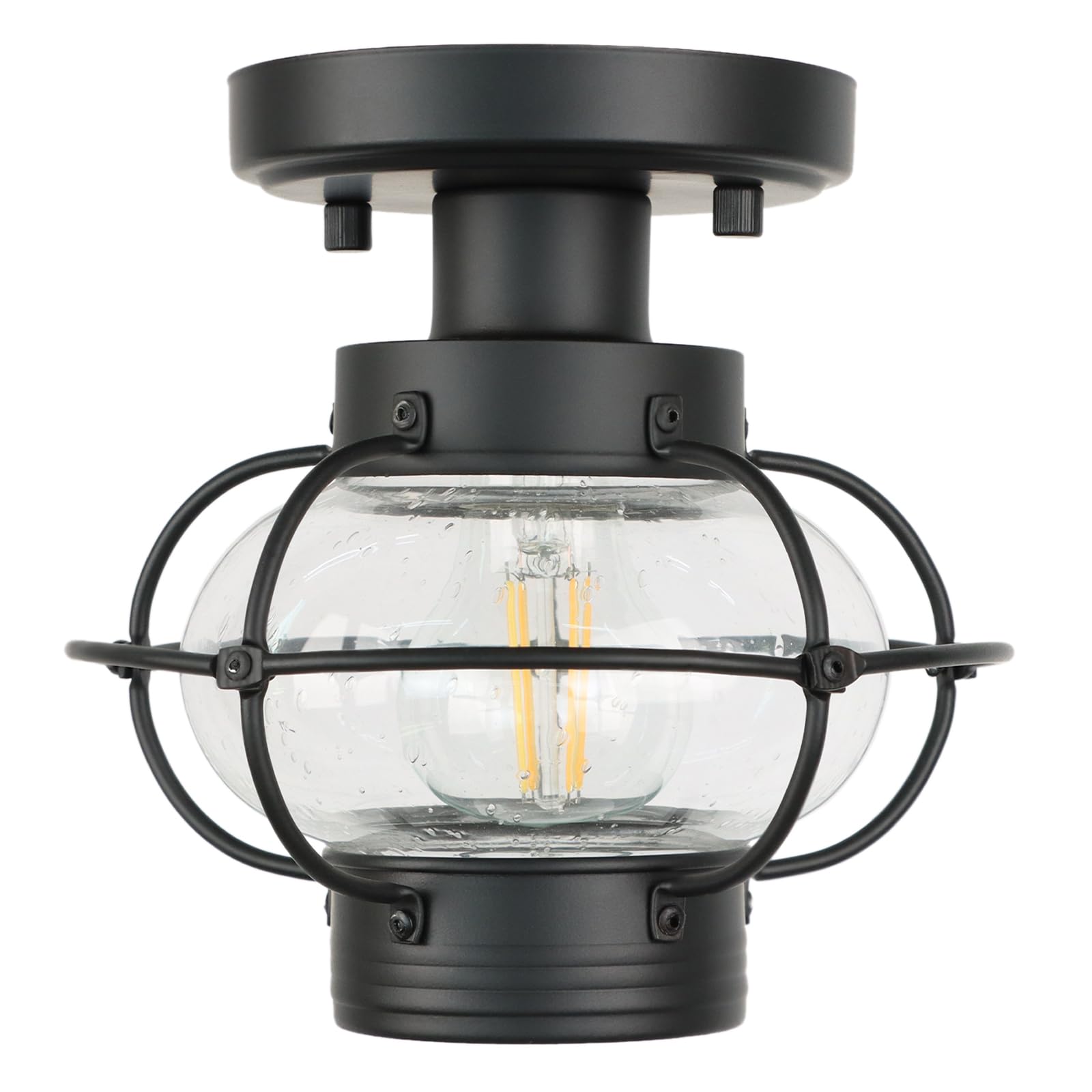 Kalium Hallway Light Fixtures, Industrial Ceiling Light Fixture With Glass Globe Shade, E26 Standard Base Farmhouse Ceiling Light For Hallway Entryway And Foyer