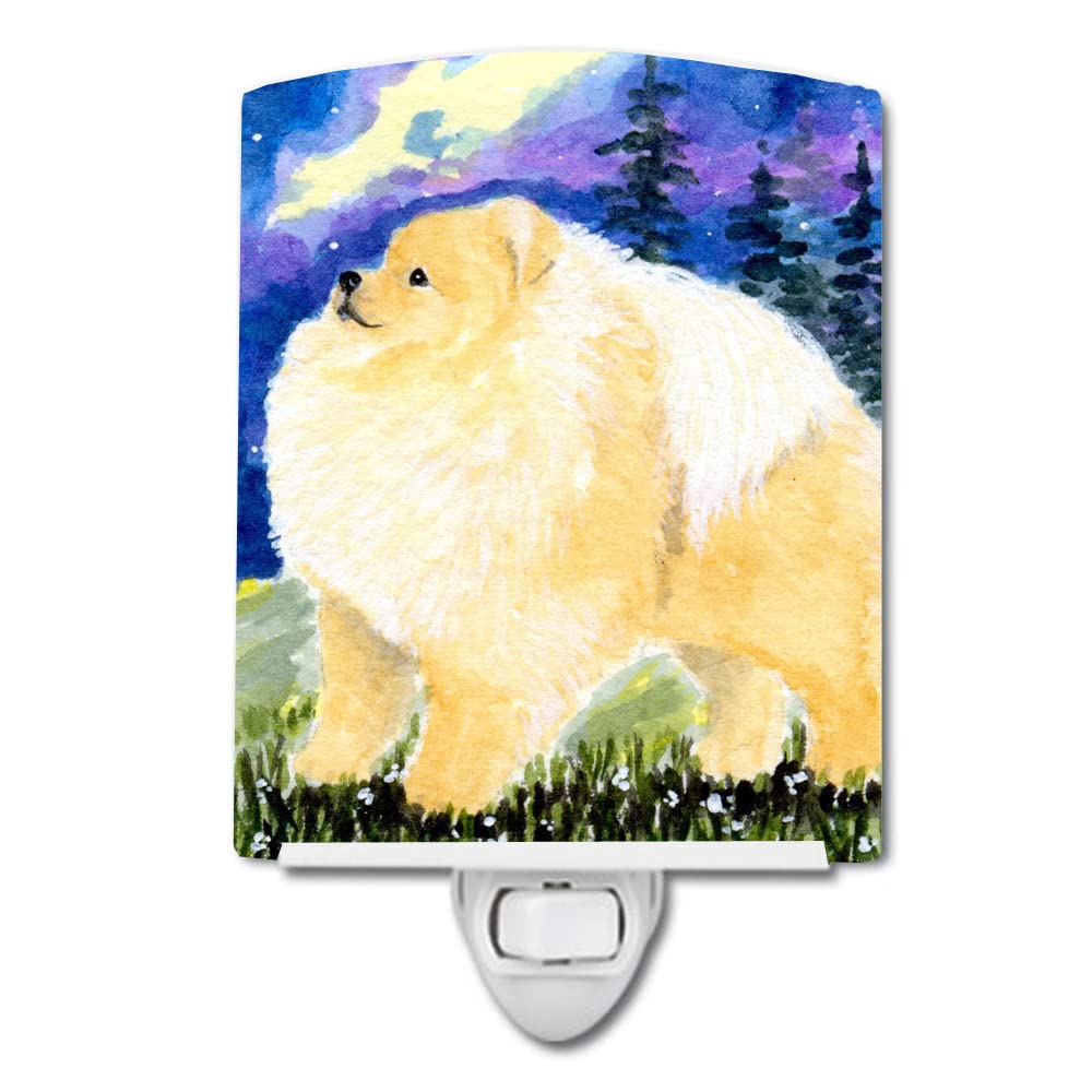 Caroline'S Treasures Ss8998Cnl Pomeranian Ceramic Night Light Compact, Ul-Certified, Ideal For Bedroom, Bathroom, Nursery, Hallway, Kitchen, 6X4X3, Multicolor