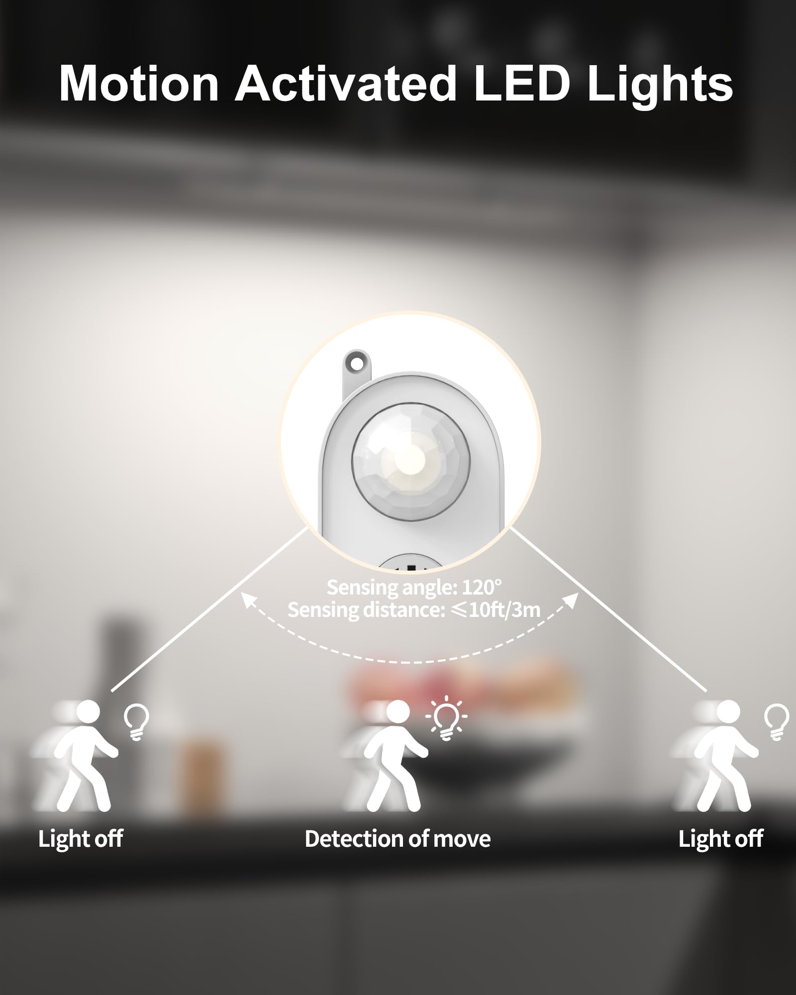 ASOKO Motion Sensor LED Under Cabinet Light Bar, 12-Inch, Daylight White, Model UNO-UT, Dimmable Plastic Counter Light for Kitchen & Closet
