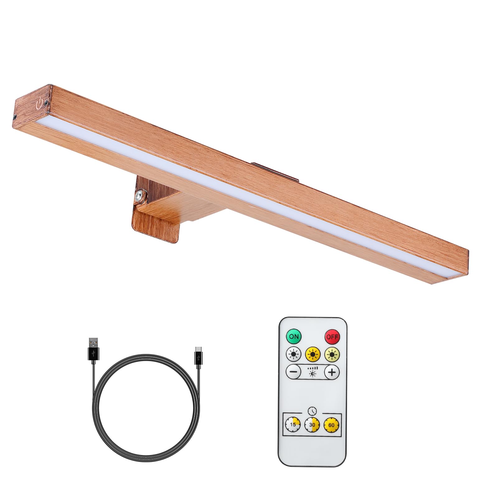 VIGMOJ Remote Picture Light 16in with Dimmable and Timer,Rechargeable Picture Light for Paintings, Wireless Battery Dartboard Li