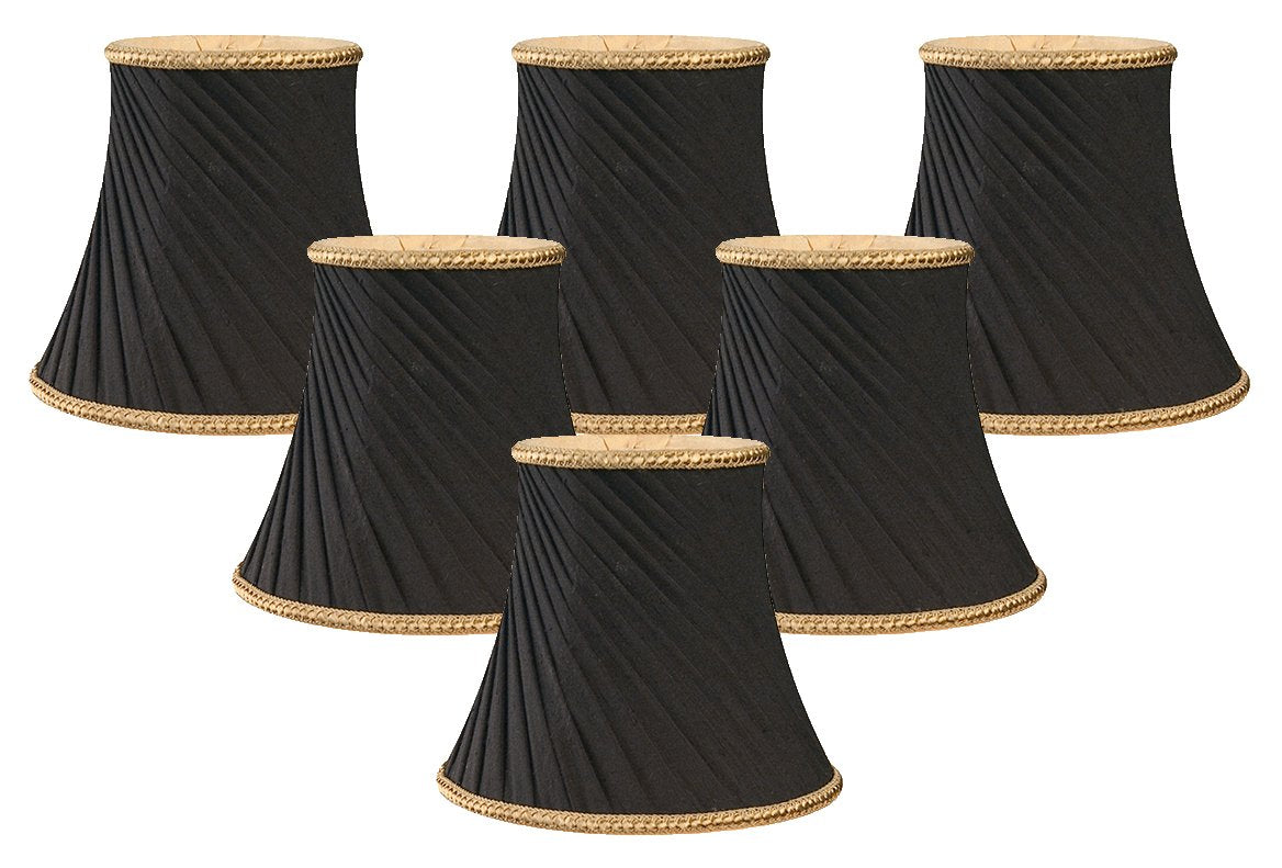 Royal Designs, Inc. CS-507BLK-6 Twisted Bell Chandelier Shade with Decorative Trim, 3 x 5 x 4.5, Black, 6-Pack