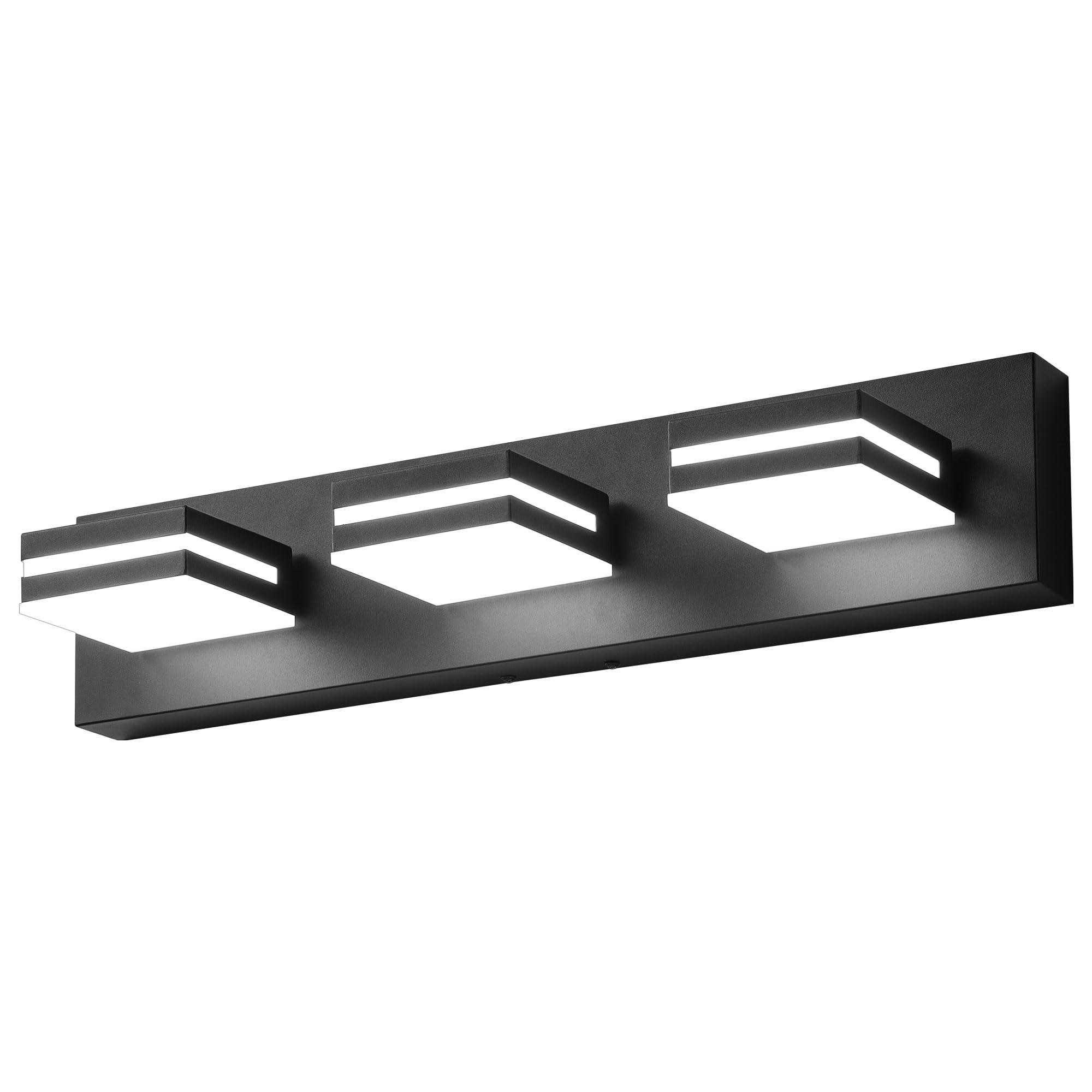 Likelgn 3-Light Bathroom Vanity Light Fixture, Modern LED, 22" W, Black, Rotatable Light Heads, Model LK-WL3310