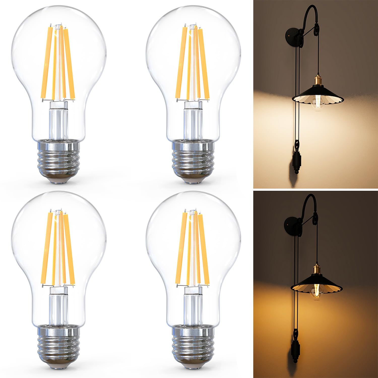Sunco Edison Bulbs LED Vintage Light Bulbs, Filament Night Light Bulbs, Antique Spiral Bulb for String Lights, 800 LM, 8W=60W, 2