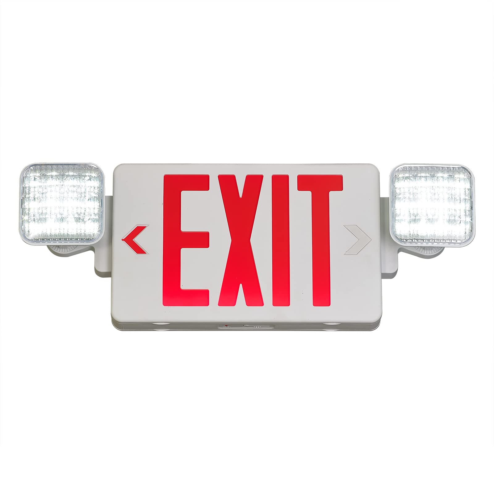 Tanlux Red Exit Sign With Emergency Lights, Led Emergency Exit Light With Battery Backup, Ul Listed, Ac 120/277V, Commercial Eme