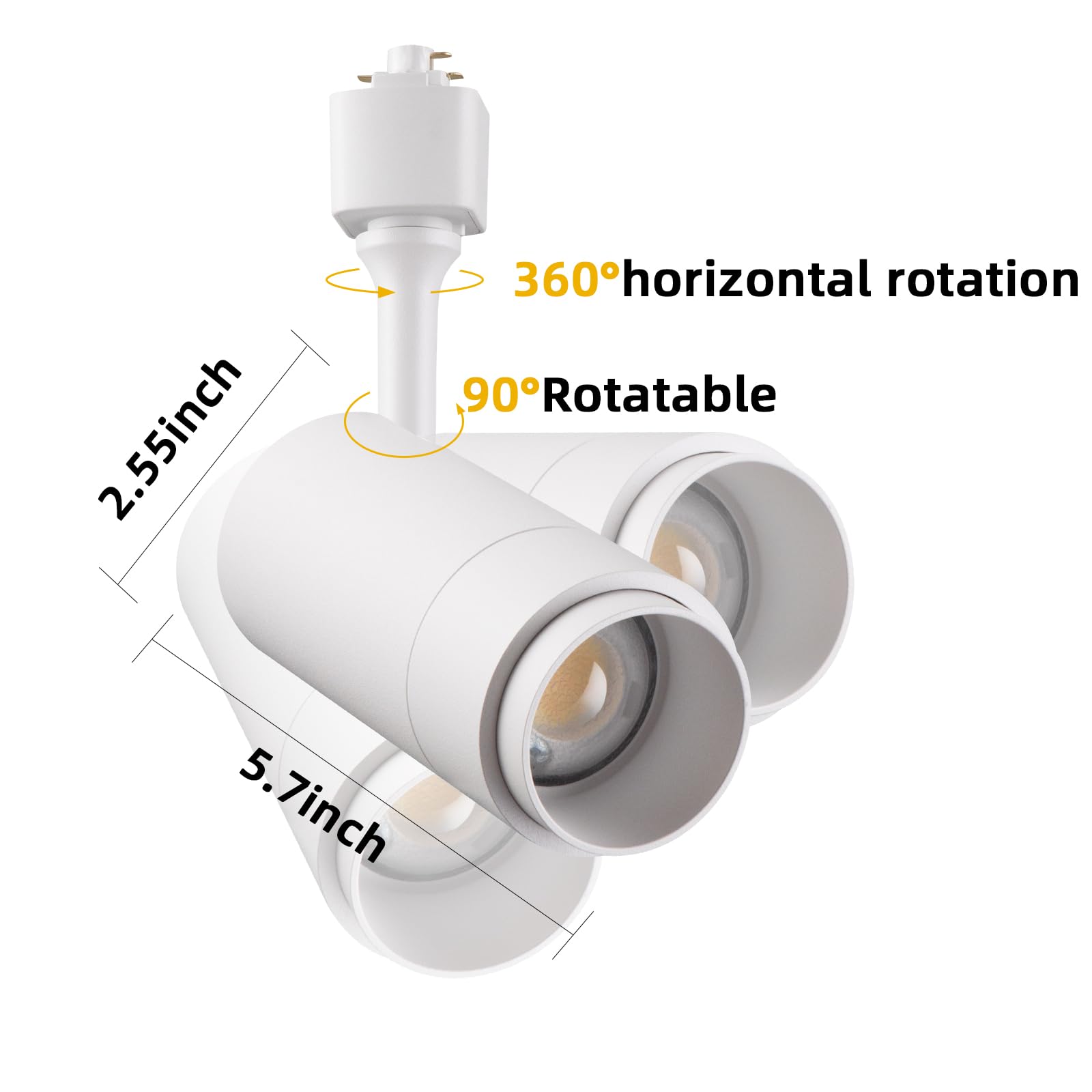 Led Track Lighting Heads Dimmable 24W 5Cct 2700K/3000K/3500K/4000K/5000K,Single Circu H Track Lighting Heads,Zoomable Beam 15° To 60° Ideal For Accent Art And Task Lighting,(3 Pack - White-5Cct)