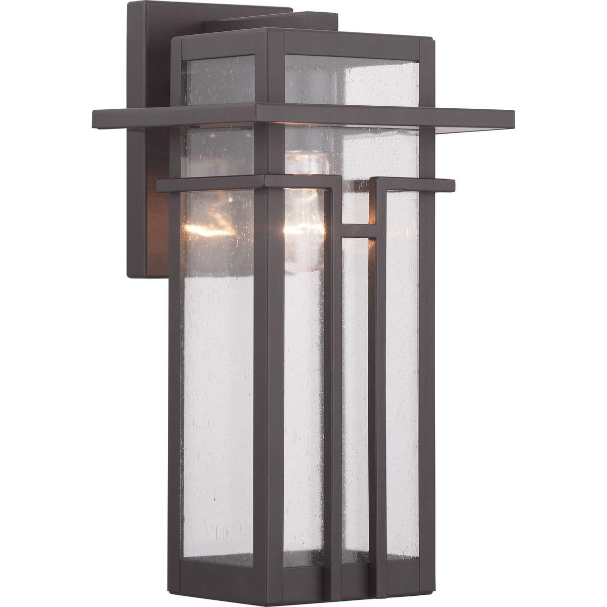 Progress Lighting Boxwood 1-Light Outdoor Wall Lantern, Antique Bronze, Clear Seeded Glass, Model P560111-020, 14.13x7.63x7.63