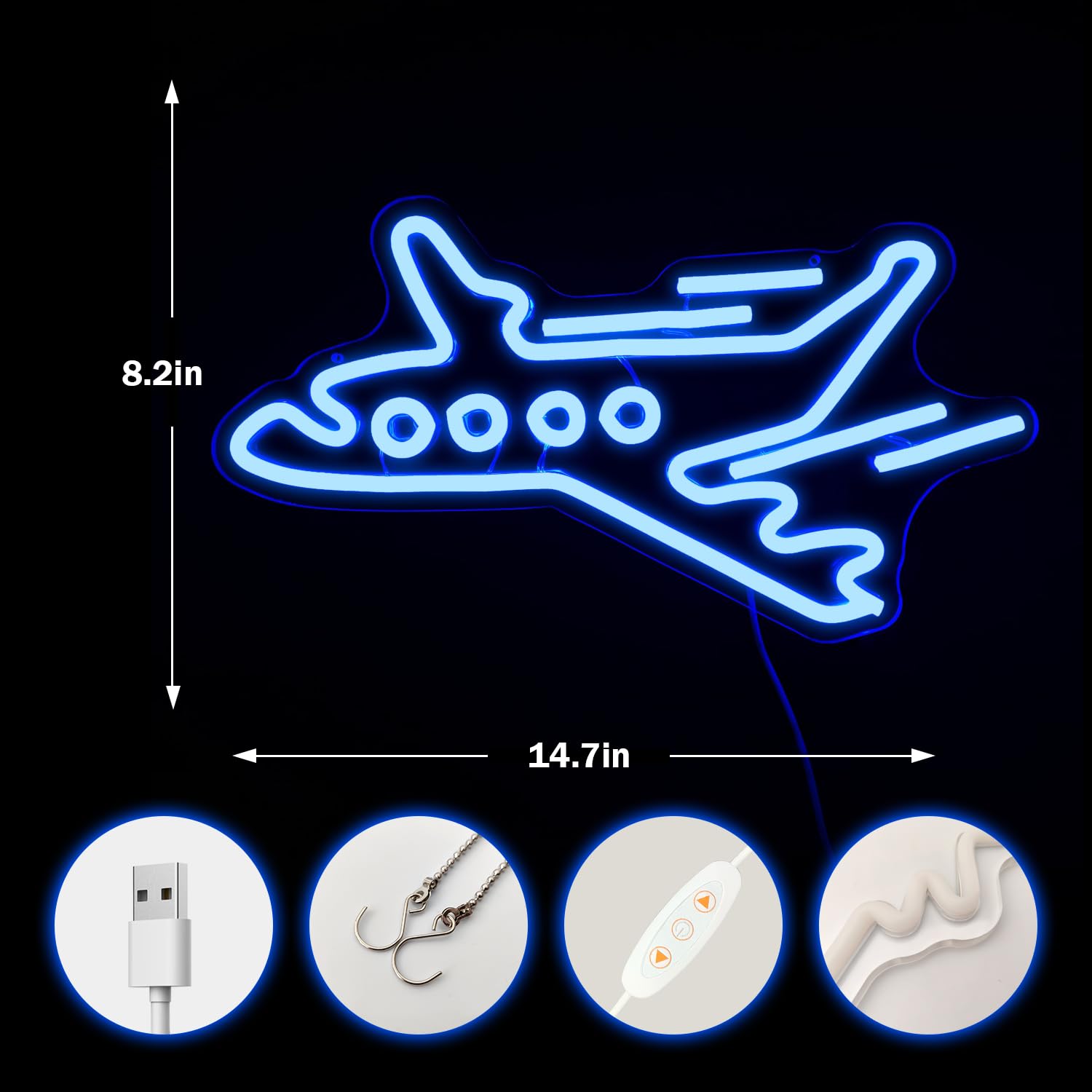 Airplane Neon Sign for Wall Decor Dimmable Led Airplane Neon Sign for Boys Room Airplane Neon Light Signs Light Up Sign for Kids