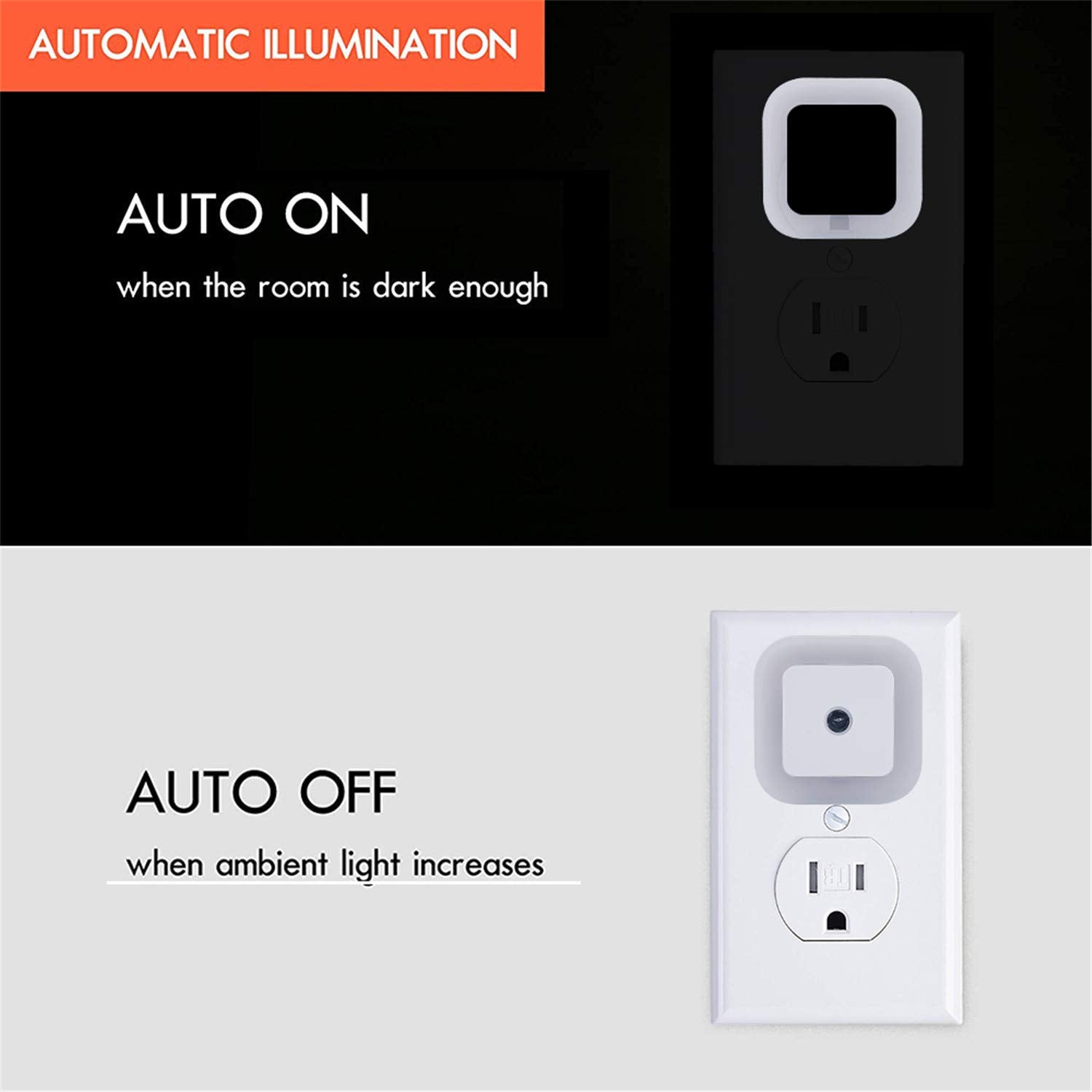 Uigos Led Night Light, Smart Dusk To Dawn Sensor, 0.5W, Daylight White, 6-Pack, Plastic