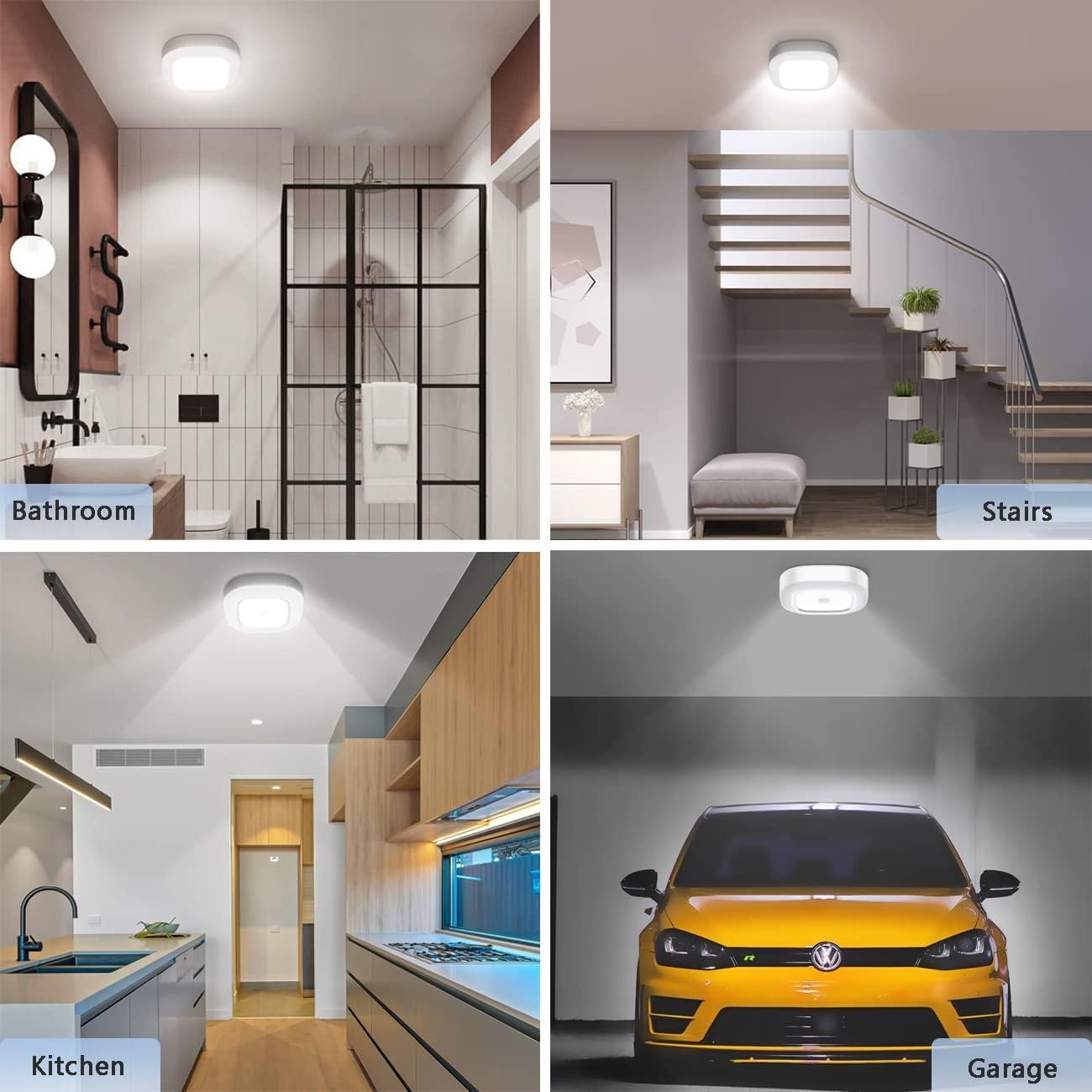 Battery Powered Motion Sensor Light Indoor With Remote, 300Lm Dimmable Battery Operated Ceiling Light, 3000K&6000K Color Changea