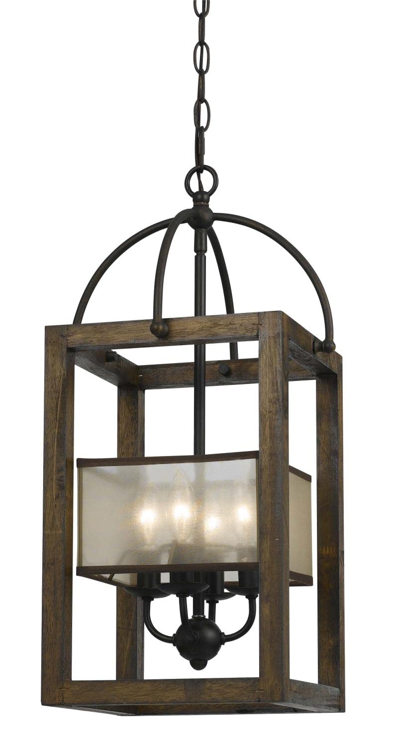 Cal Lighting FX-3536/4 Four Light Chandelier, Wood/Metal, 23 inches, Dark Bronze