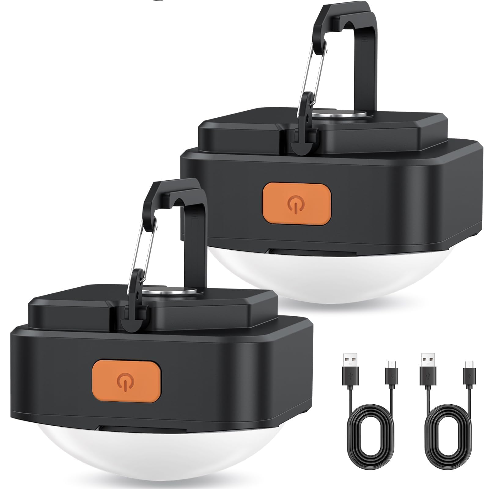 FLY2SKY Rechargeable Camping Lights Mini Flashlight Portable LED Lantern 2 Pcs Black Model HF2302008