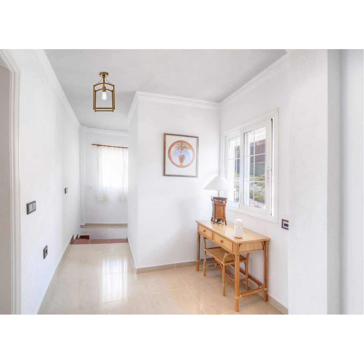 Living District Janet 1-Light Mid-Century Metal Flush Mount in Brass