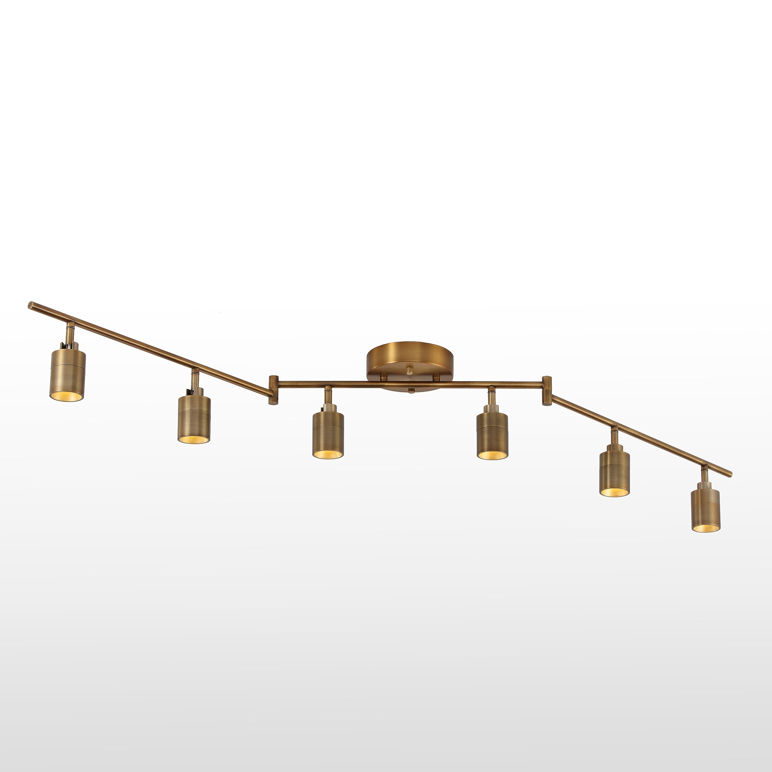 Vidalite Shura - 6-Light Brushed Brass Integrated Led Swivel Track Light W/ Rotatable Heads & Adjustable Arms, 5 Ft. Ceiling Tra