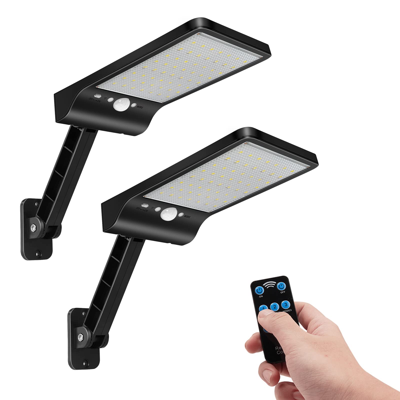 Aqonsie 56LED Solar Flood Light, Outside Security Motion Sensor Lights with Remote, 3 Lighting Modes with Remote for Backyard Gu