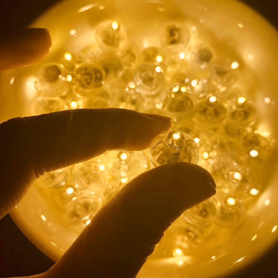 Jjgoo 100Pcs Warm White Led Balloon Lights, Waterproof Flash Round Tiny Led Light For Paper Lantern Easter Egg Pumkin Birthday P