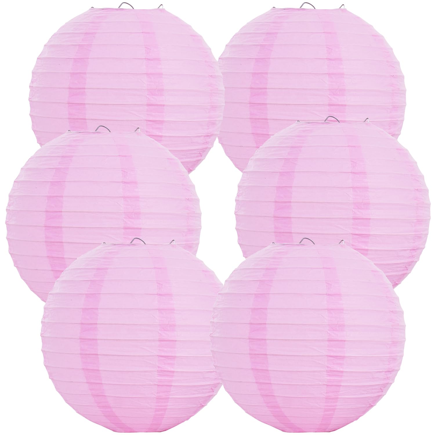 BEISHIDA 12-Inch Pink Round Paper Lanterns Hanging Decorative Chinese Paper Lanterns Lamp for Valentine Birthday Wedding Party D