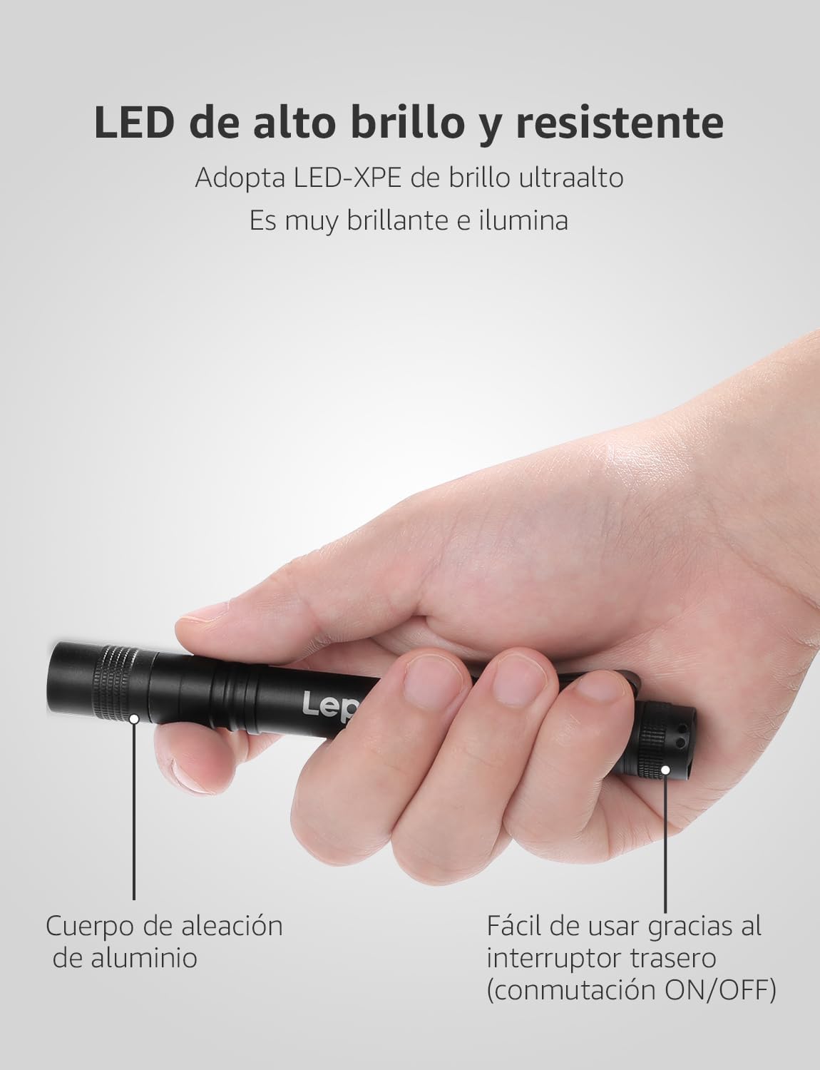 Lepro Mini LED Pen Flashlights, Waterproof Aluminum, Black, 2 Pack, Model 120023-2