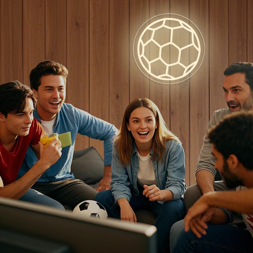 Soccer Neon Sign  Dimmable Led Neon Signs For Wall Decor  Football Neon Light Usb-Powered  Sports Neon Sign For Bedroom  Sports Cave  Kids Rooms | Unique Holiday/Birthday Gifts For Teen Boys & Soccer Fans