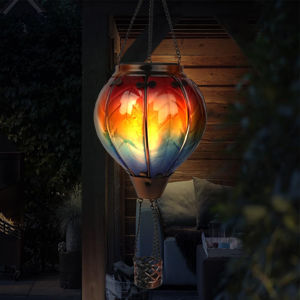 teyigarden Hot Air Balloon Solar Lantern Outdoor Waterproof 18in H Colorful-C