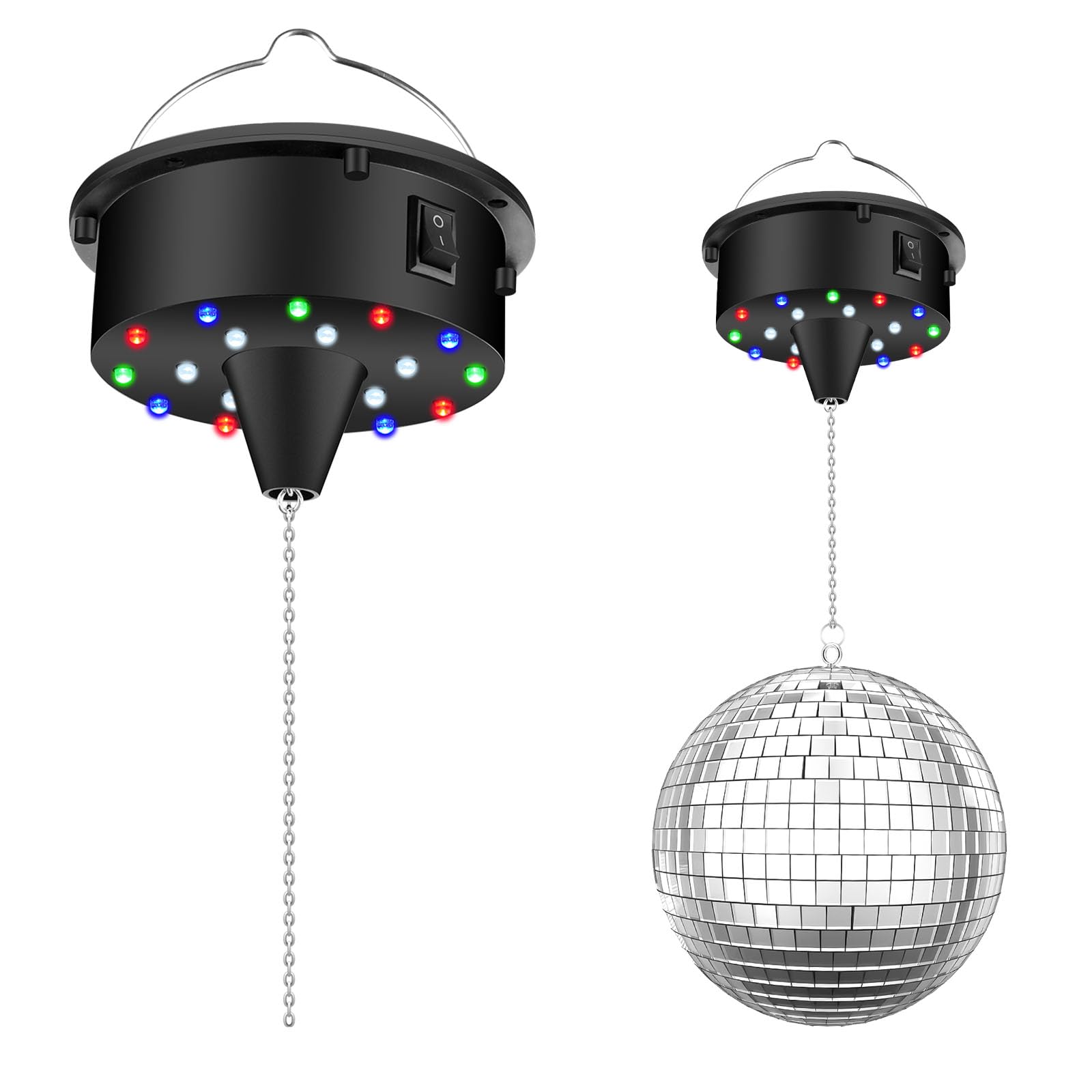 Disco Ball Motor And Light For Dj Party Decor, 10Rpm Rotating Disco Ball Light With 4 Color Lights And 18 Led Beads For Hallowee