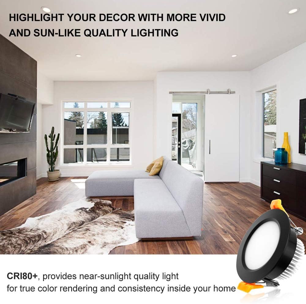 YGS-Tech 2 Inch LED Recessed Lighting, Dimmable 3W, 3000K Warm White, 24 Pack, Plastic