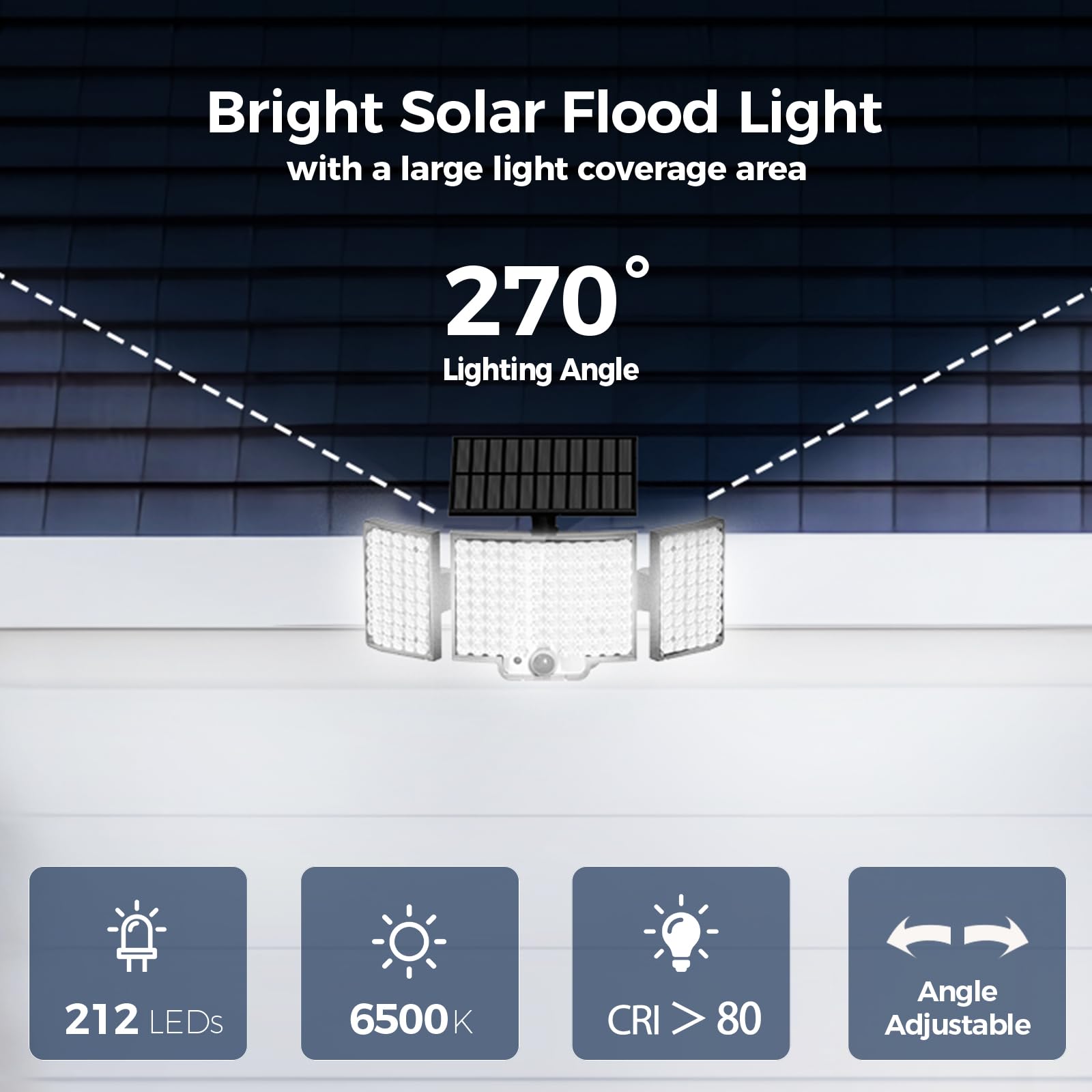 Adiding Solar Lights Outdoor, 212 LEDs, 270° Wide Angle, Remote Control, 4 Pack, Black, Model TBD-23