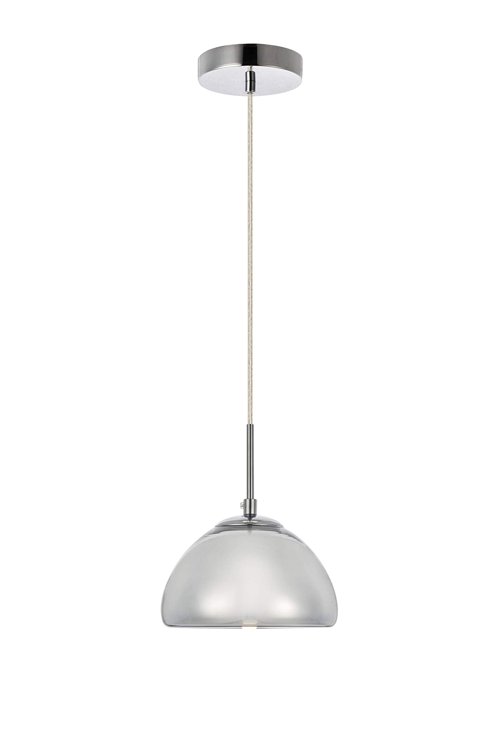 Living District Chrome Finish Pendant Light, Reflection Collection, 7In Diameter, 5In Height