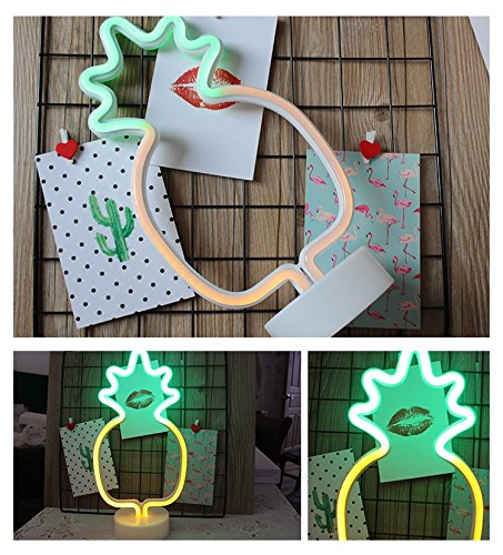 LoveNite Neon Indoor Night Light, LED Pineapple Sign, Battery Operated, White Plastic, Model 43397-18779