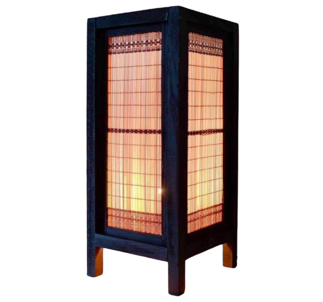 RED BERRY THAILAND LANNA LAMP-Thai Vintage Handmade Asian Bamboo Art Handcraft Japanese Lamp Table Lights or Floor Wood Table La