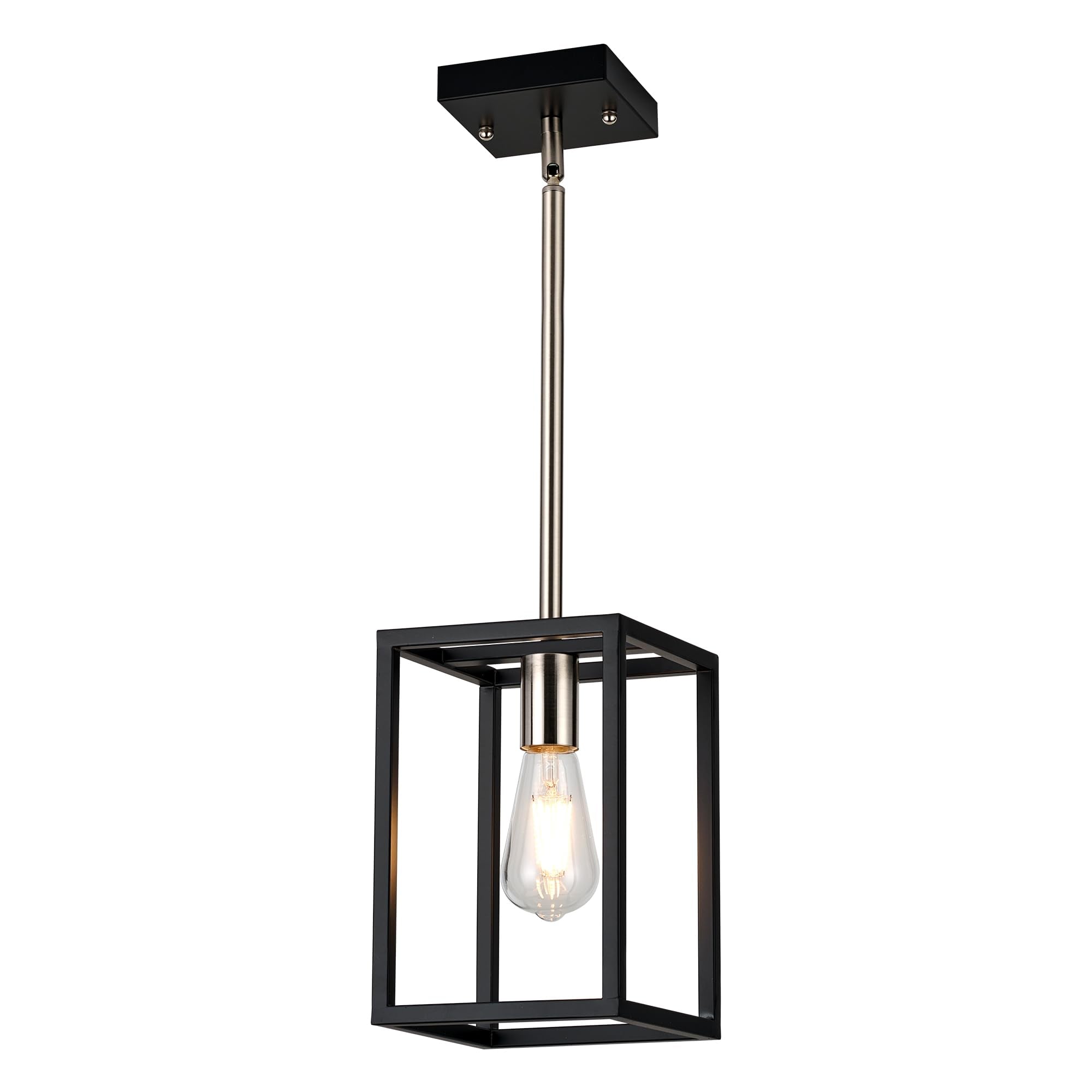 HQZBPT Single 1 Light Black and Brushed Nickel Modern Industrial Pendant Lighting Fixture Hanging Ceiling Light for Dining Room 