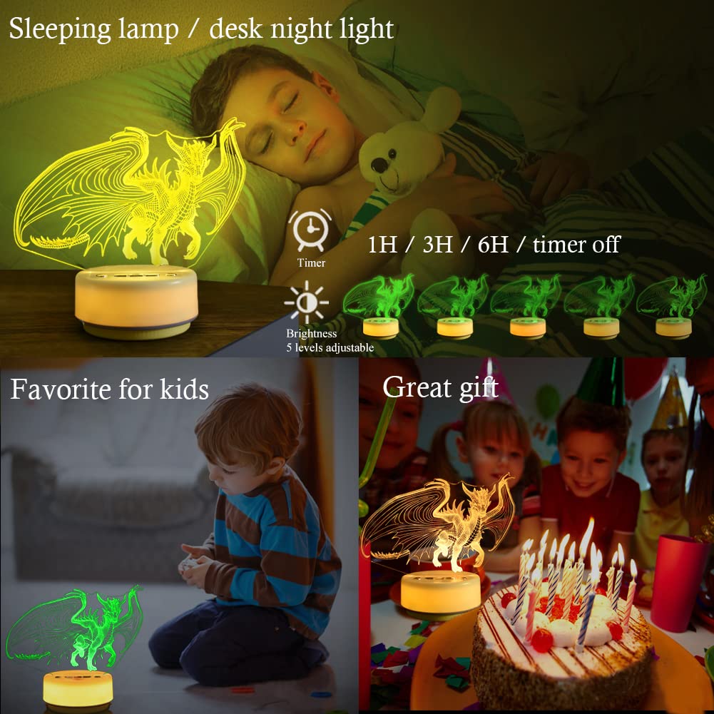KYMELLIE Dragon Lamp Night Light for Kids, 14-Color LED with Remote, Multicolor, Dragon Model, Perfect Birthday Gift for Boys and Girls